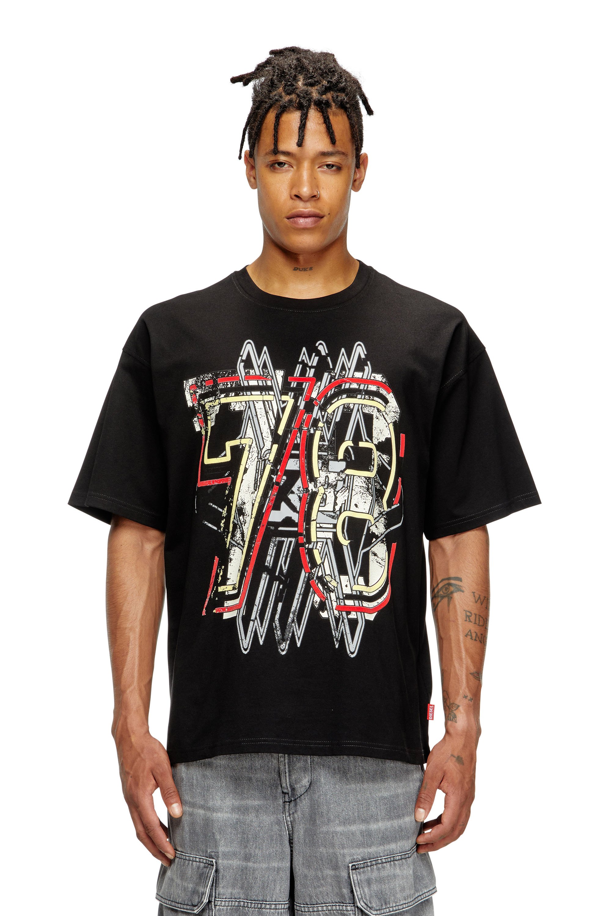 Diesel - T-BOXT-T8, Male's T-shirt with 78 print in ブラック - 1