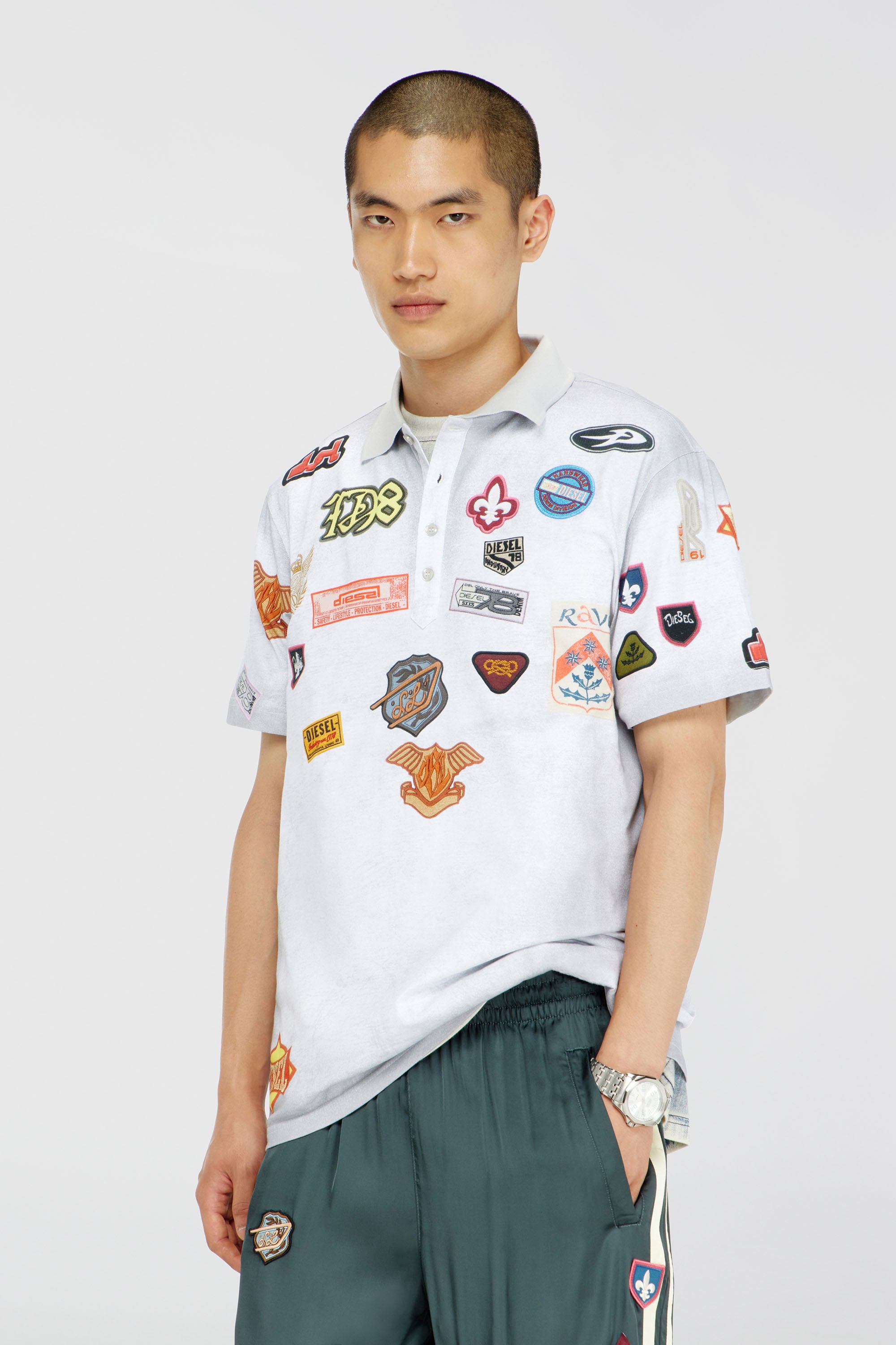 Diesel - T-REJUST-PATCHES, Male's ポロシャツ in ホワイト - 1