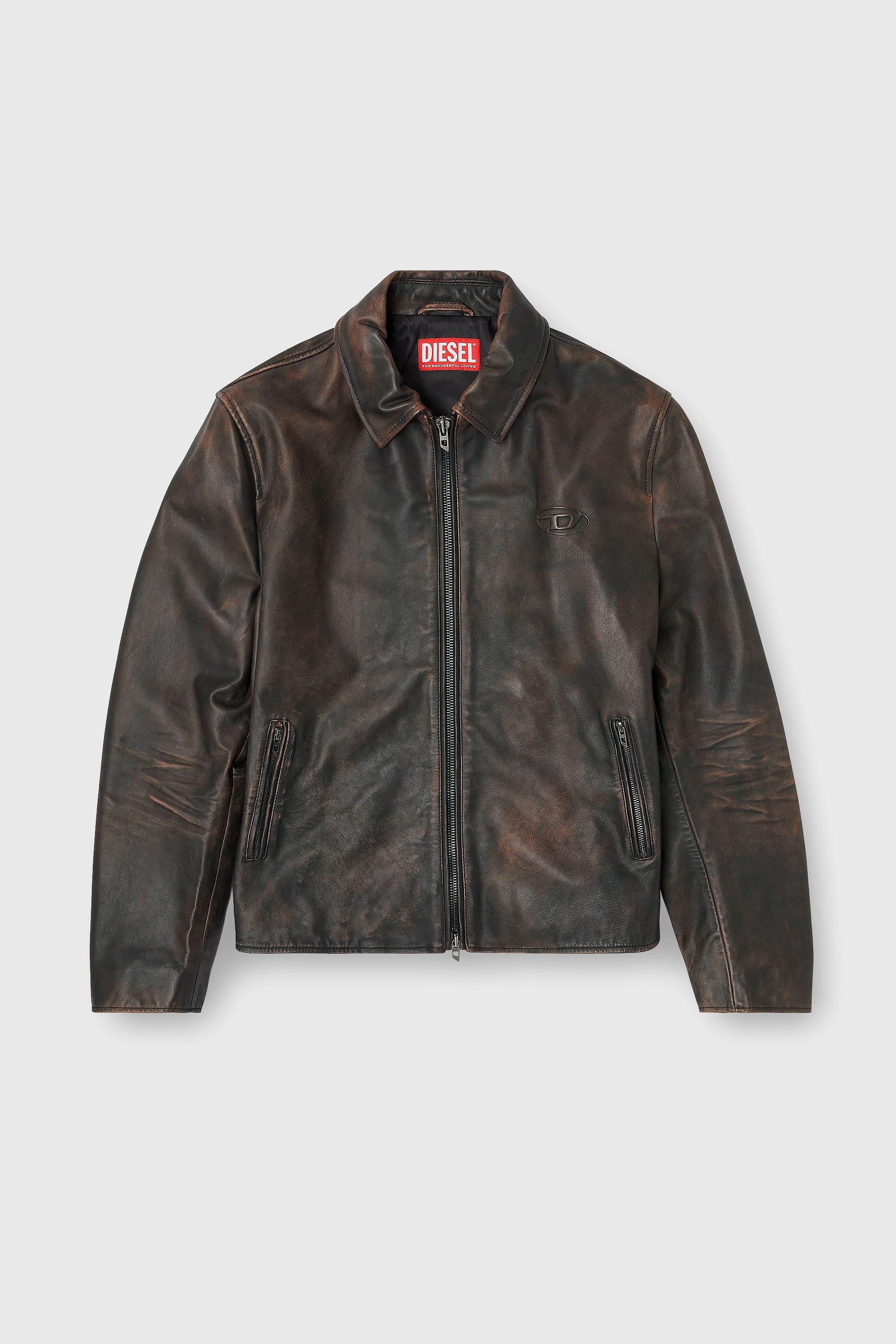 Diesel - L-AMAR-WRD, Male's レザーコーチジャケット in ブラウン - 2