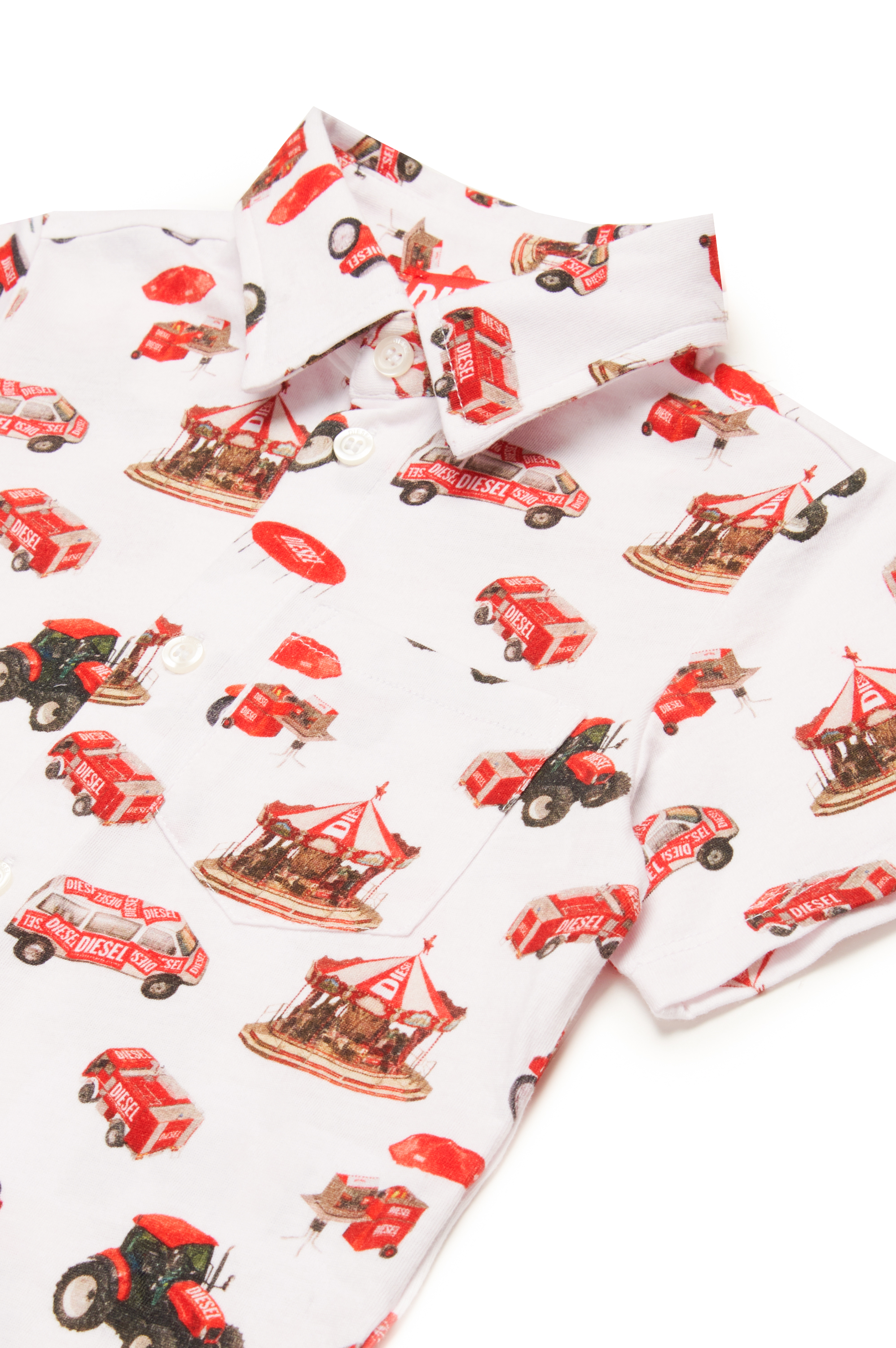 Diesel - MCALLEB, Male's Cotton shirt with vehicle print in マルチカラー/ホワイト - 3