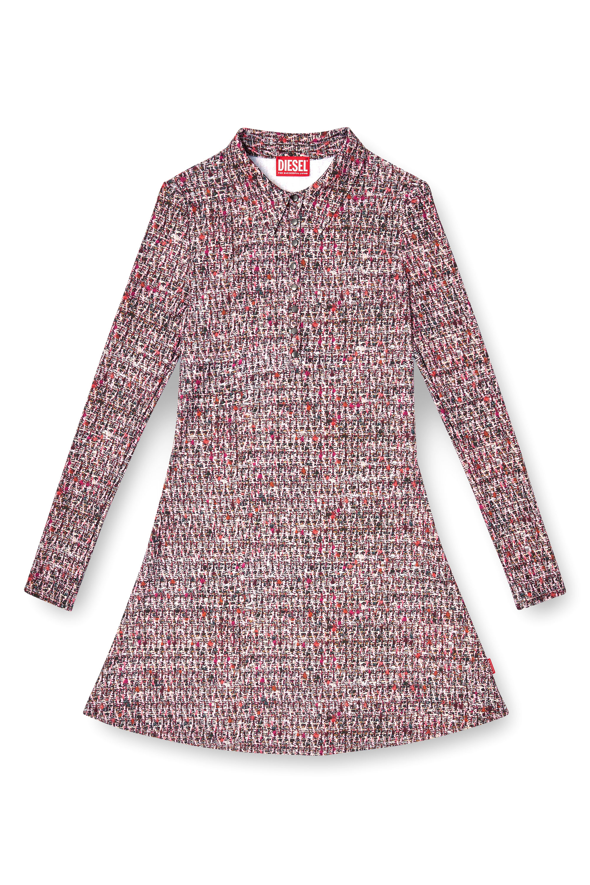 Diesel - D-POLYNA, Female's Lycra dress with bouclé print in ピンク / ホワイト - 2