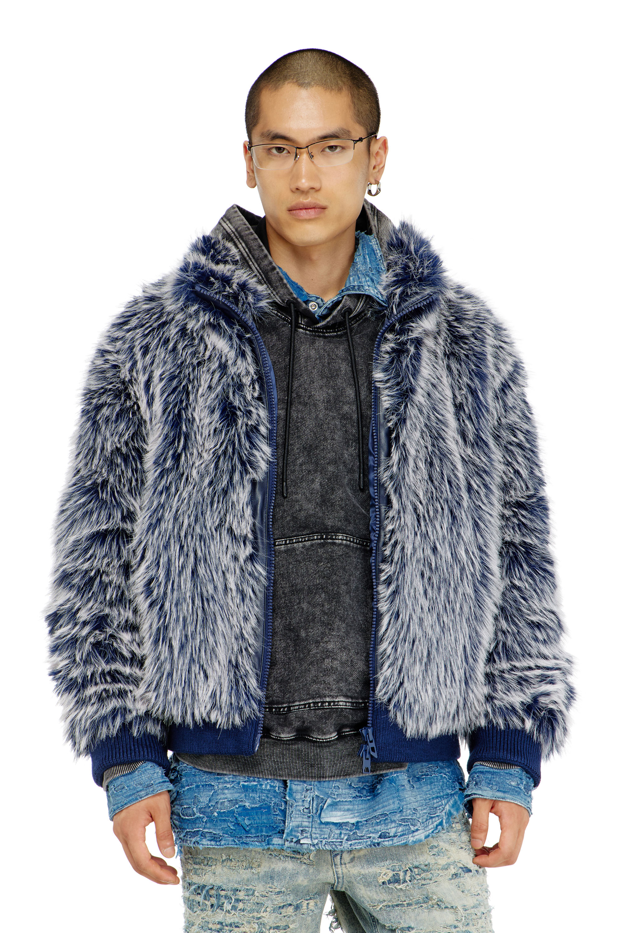 Diesel - W-VICTOR, Male's ジップアップジャケット in ミディアムブルー - 3