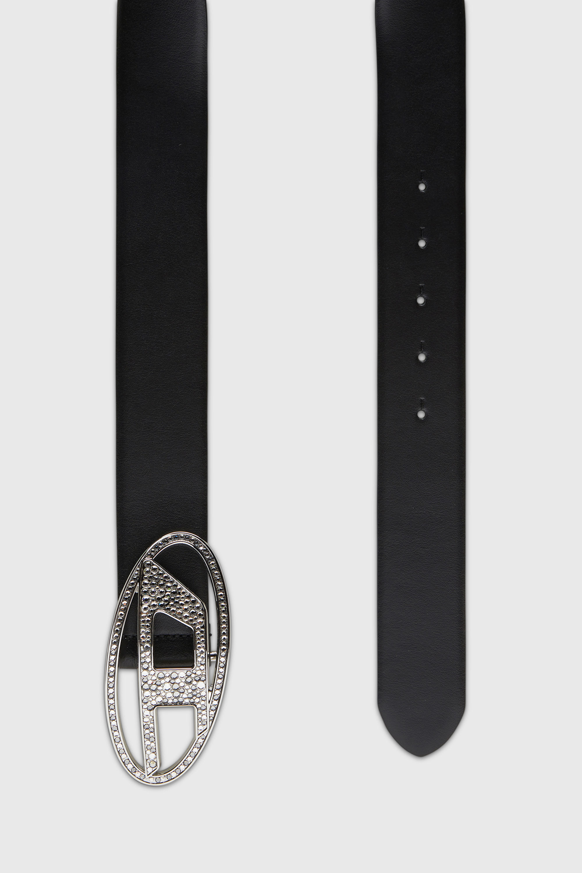 Diesel - B-1DR STRASS, Female's 4cm Leather belt with crystal buckle in ブラック - 2