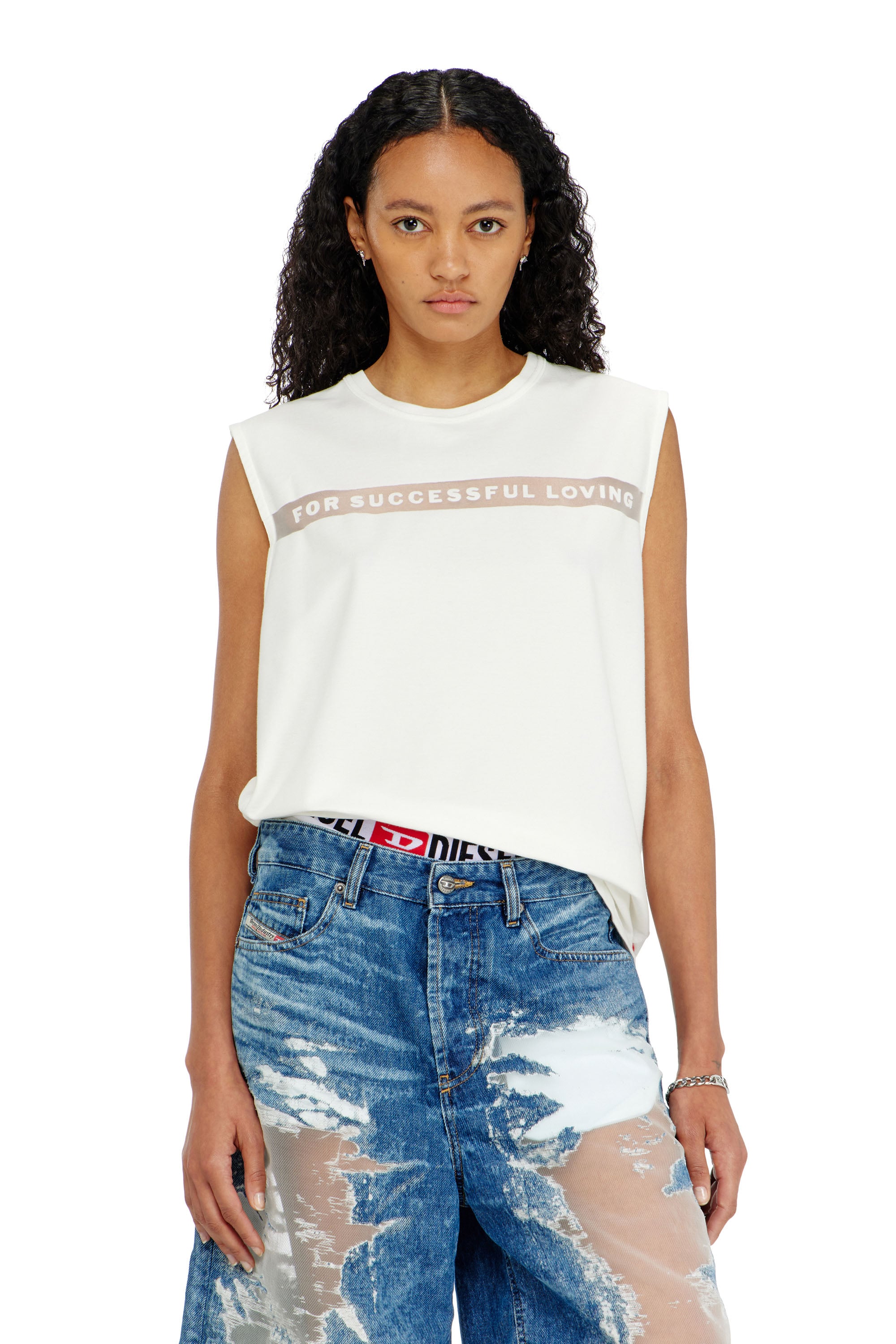 Diesel - PR-T-NORM-BISC-MATI-R, Unisex's Tank top with For Successful Loving logo in ホワイト - 4