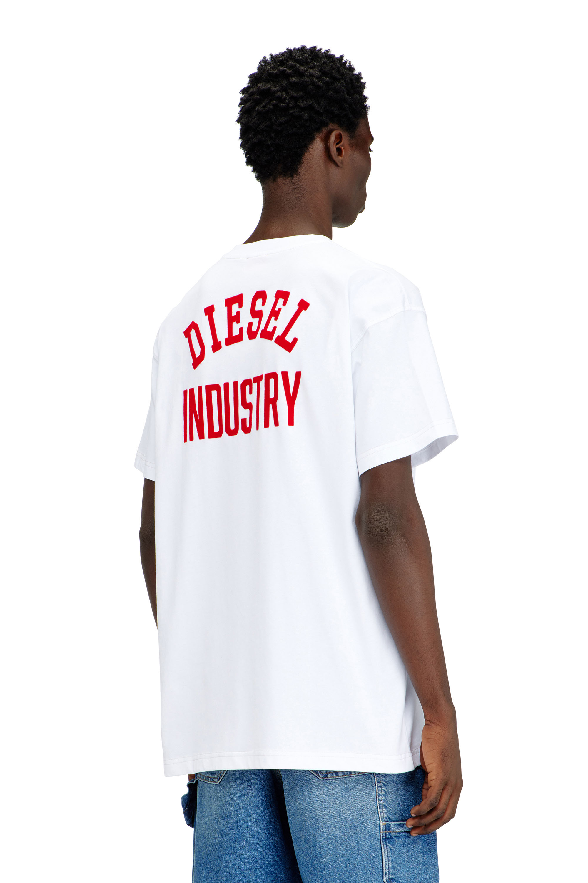 Diesel - T-NORM-V14, Male's T-shirt with Industry flocked print in ホワイト - 4
