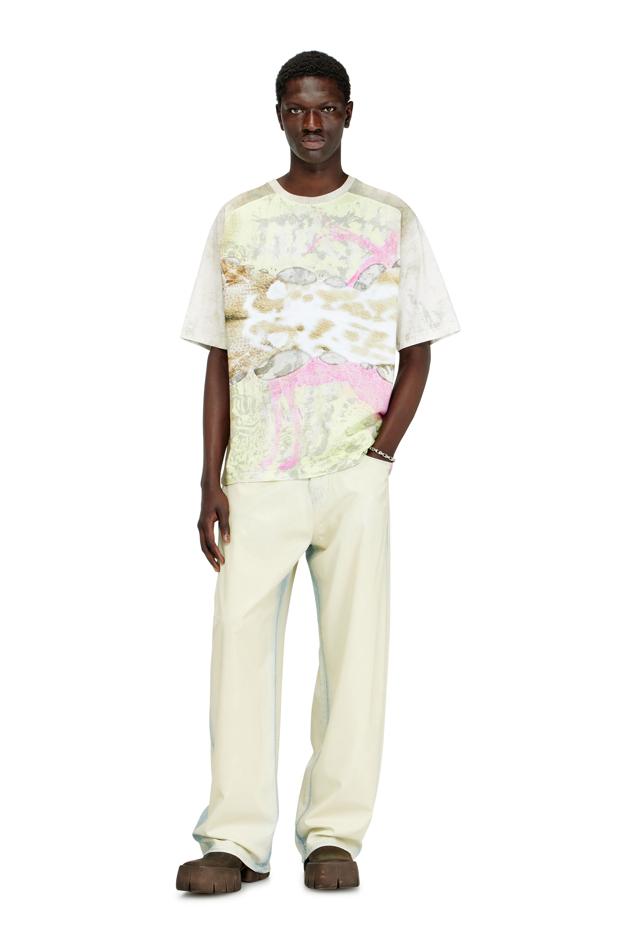 Diesel - T-CLINT, Male's T-shirt with animal print in グレー - 1