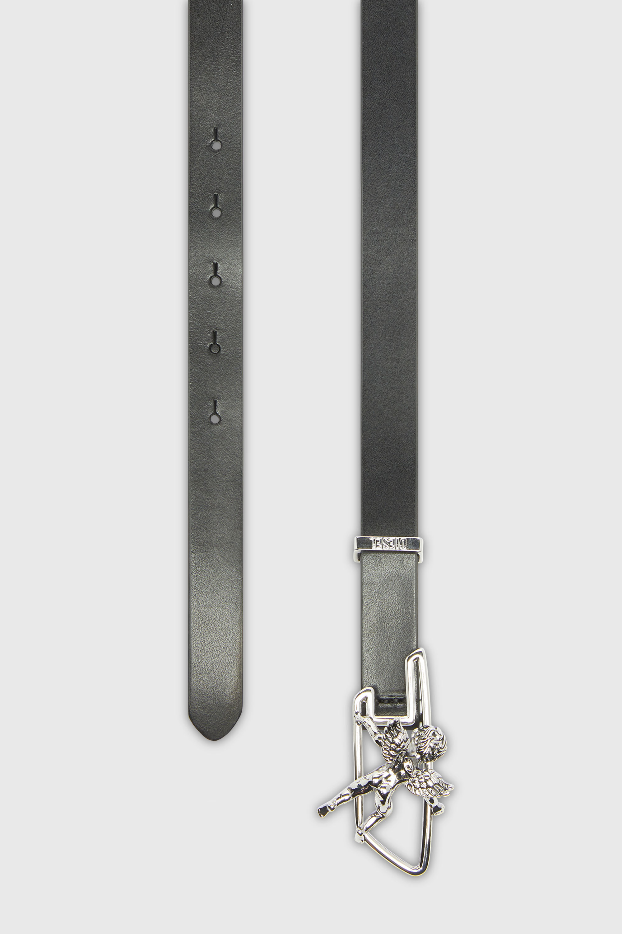 Diesel - B-D LINE W ANGEL 20, Female's 2cm leather belt with cherub D outline buckle in ブラック - 2