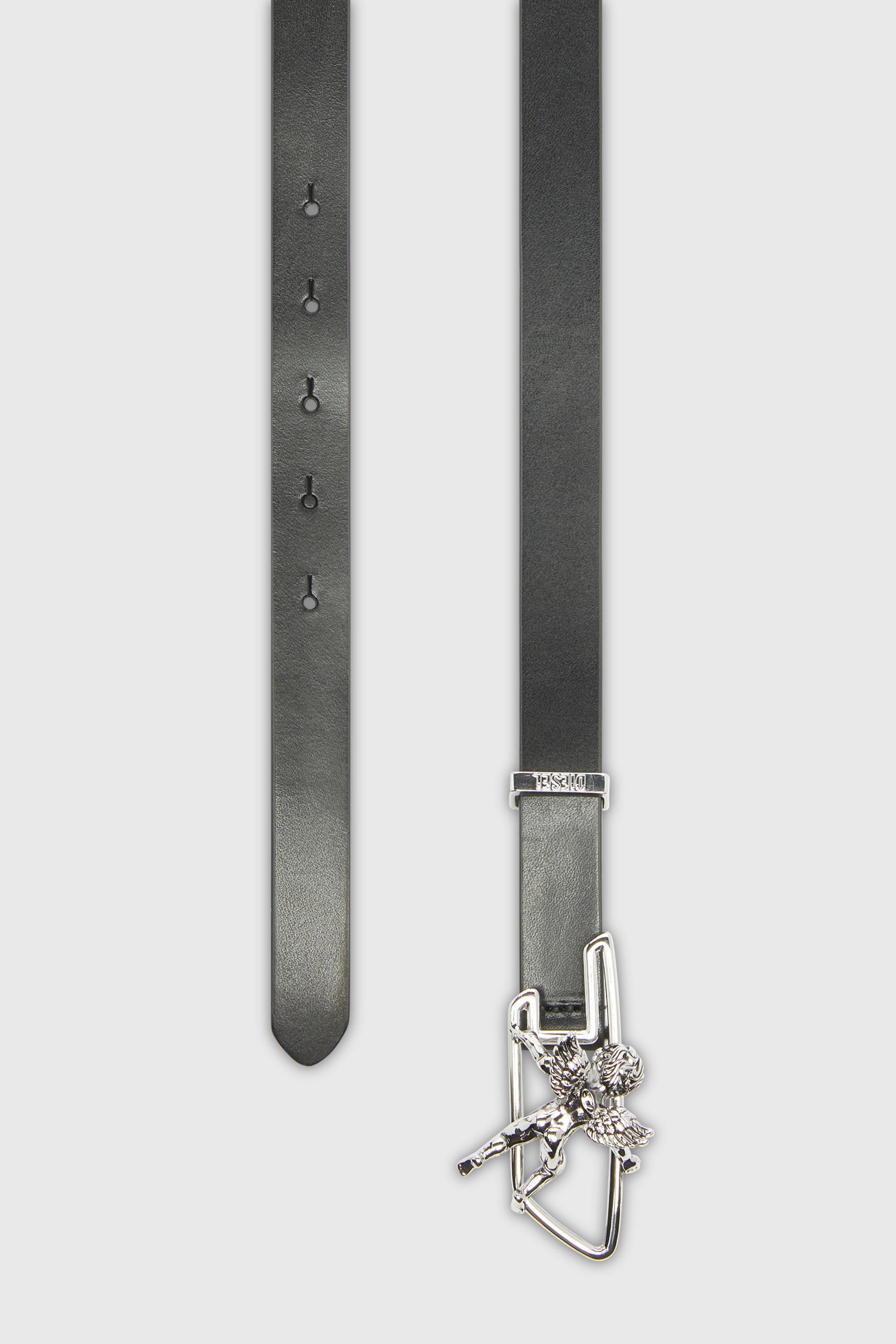 Diesel - B-D LINE W ANGEL 20, Female's 2cm leather belt with cherub D outline buckle in ブラック - 2