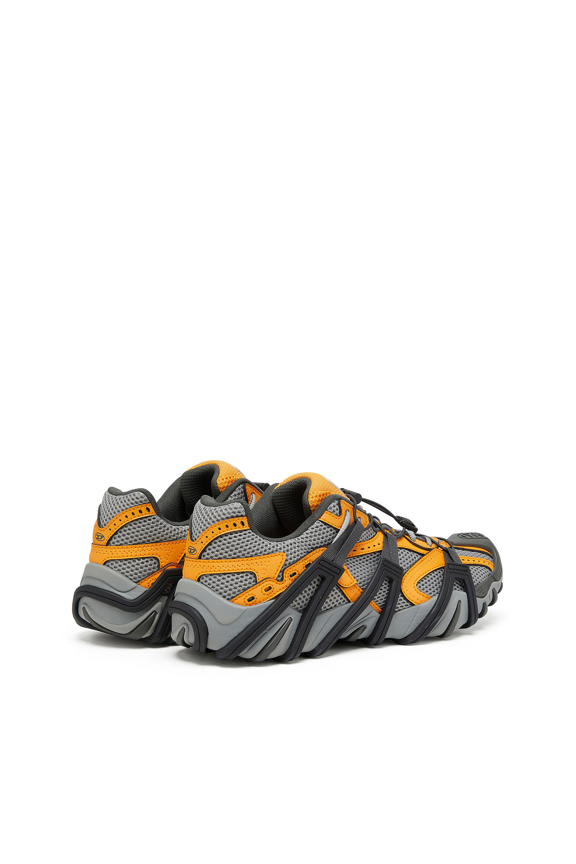 Diesel - S-PROTOTYPE CR LACE X, Male's S-Prototype Cr-Mesh and PU sneakers with double lacing in グレー/オレンジ - 3