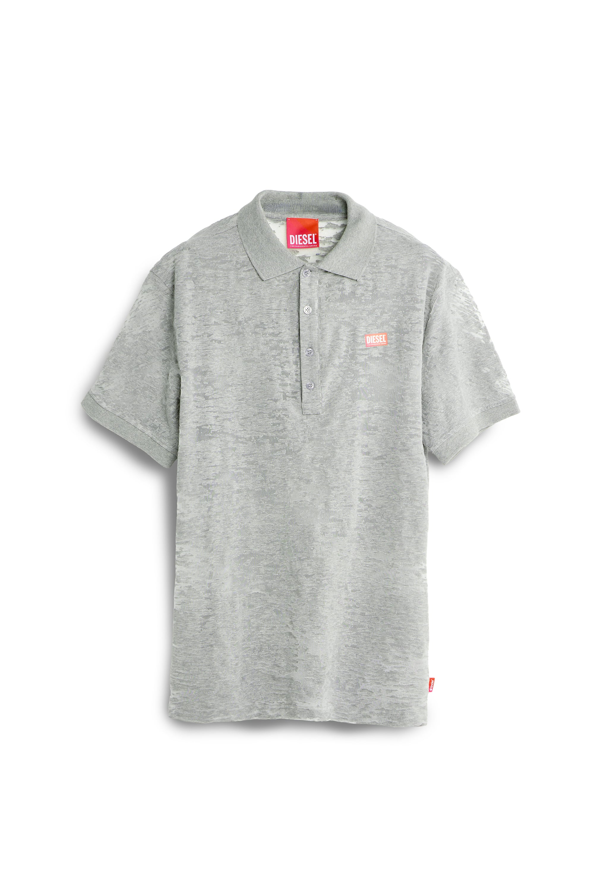 Diesel - PR-T-REJUST, Male's Polo shirt in all-over devor&eacute; jersey in ライトグレー - 3