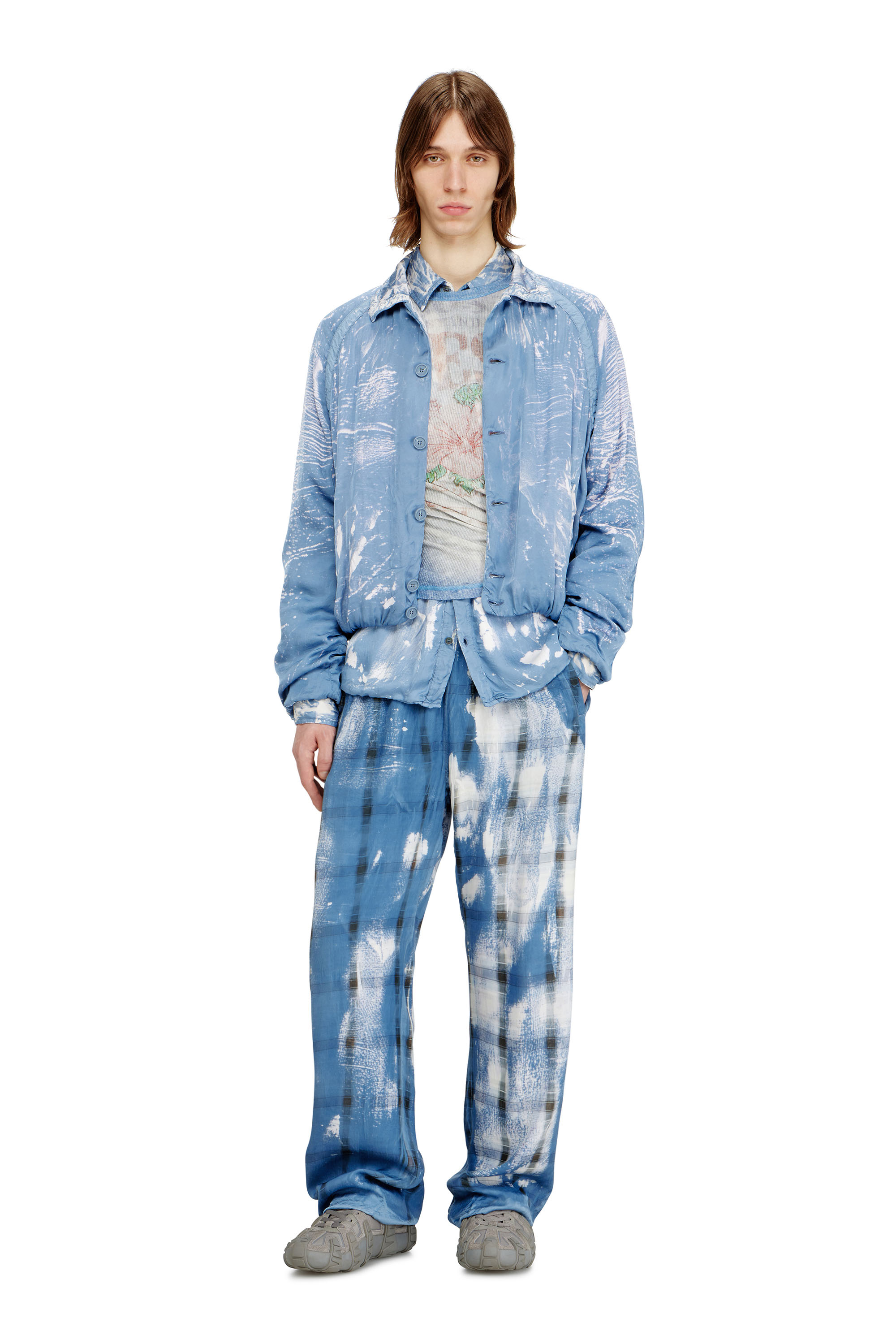 Diesel - P-OLLY, Male's Track pants with check X-ray effect in ブルー - 1
