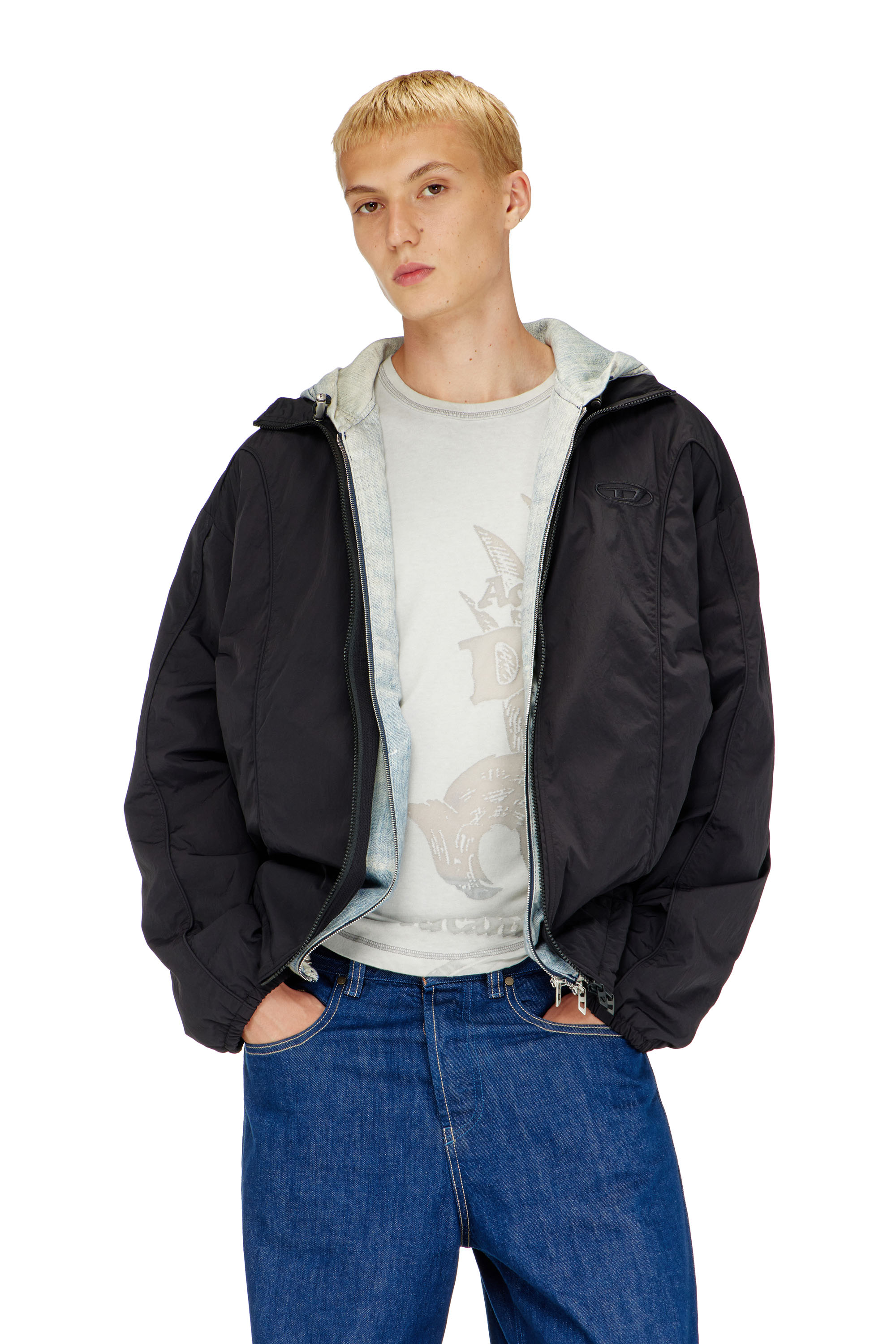 Diesel - J-FIVE-WRD-AKAD, Male's ウィンドブレーカー in ブラック - 1