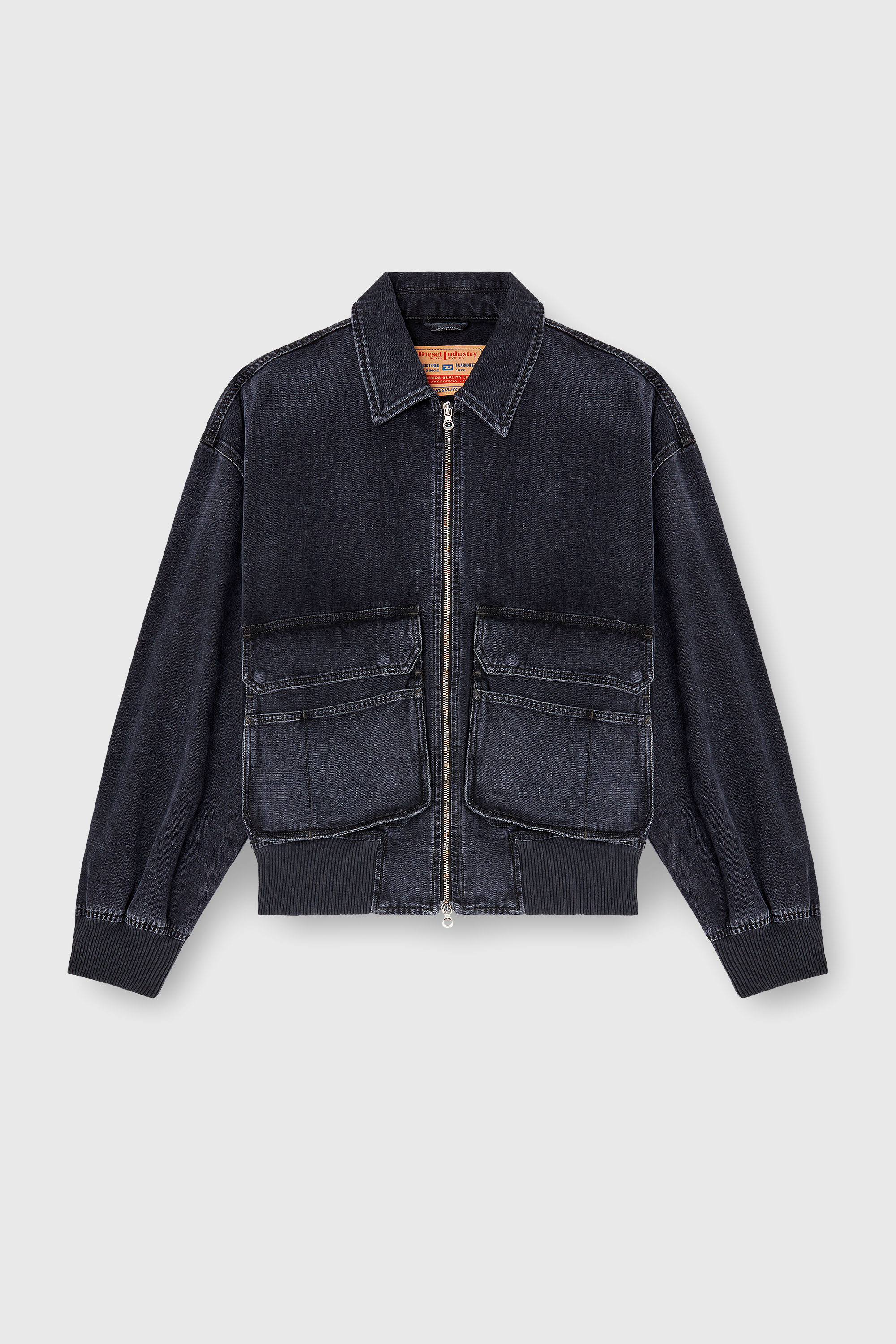 Diesel - D-KURZ, Unisex's Jacket in batavia-weave denim in ブラック - 2