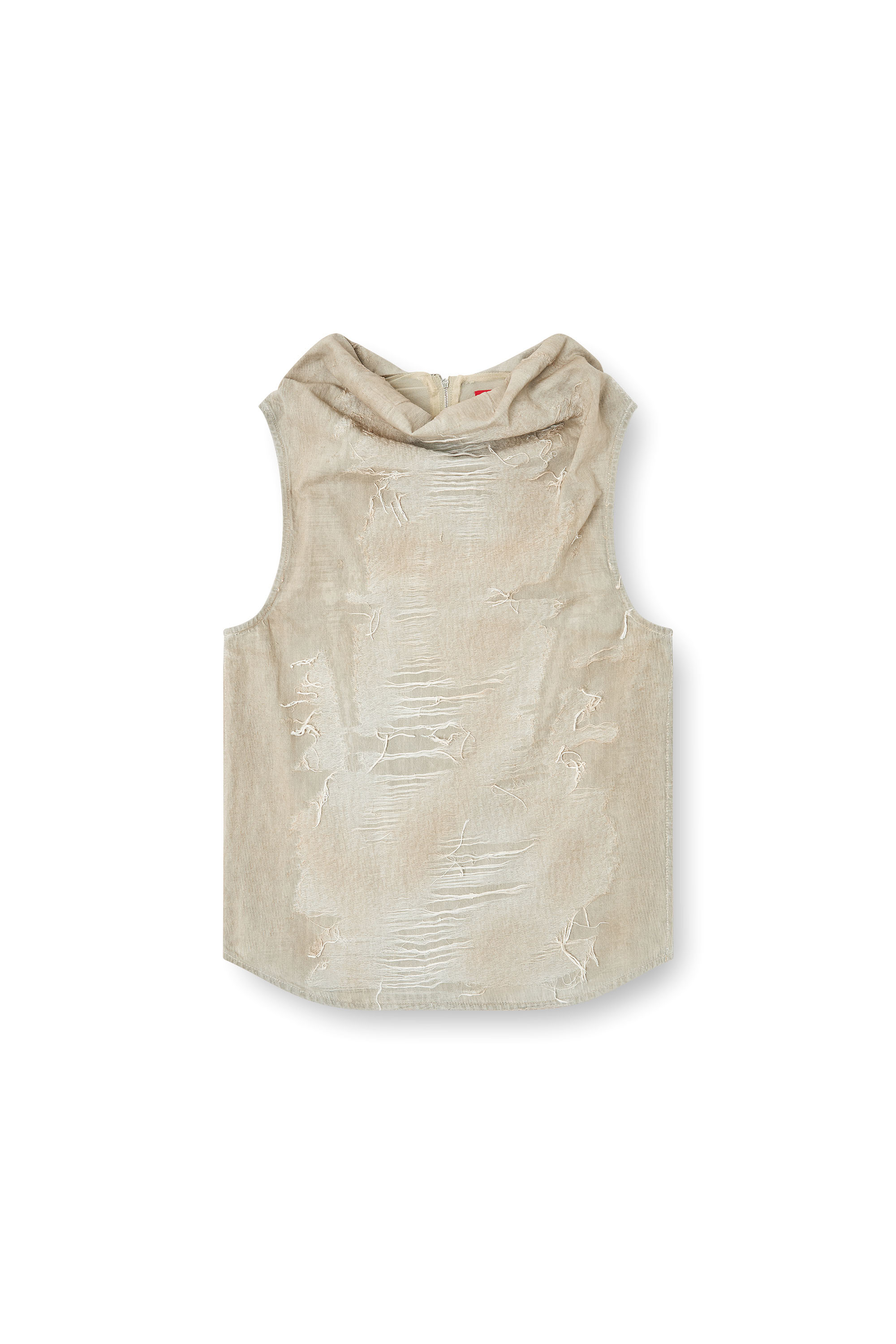 Diesel - D-TASTON-FSG, Male's Muscle Tee in micro-distressed jacquard denim in ライトグレー - 3