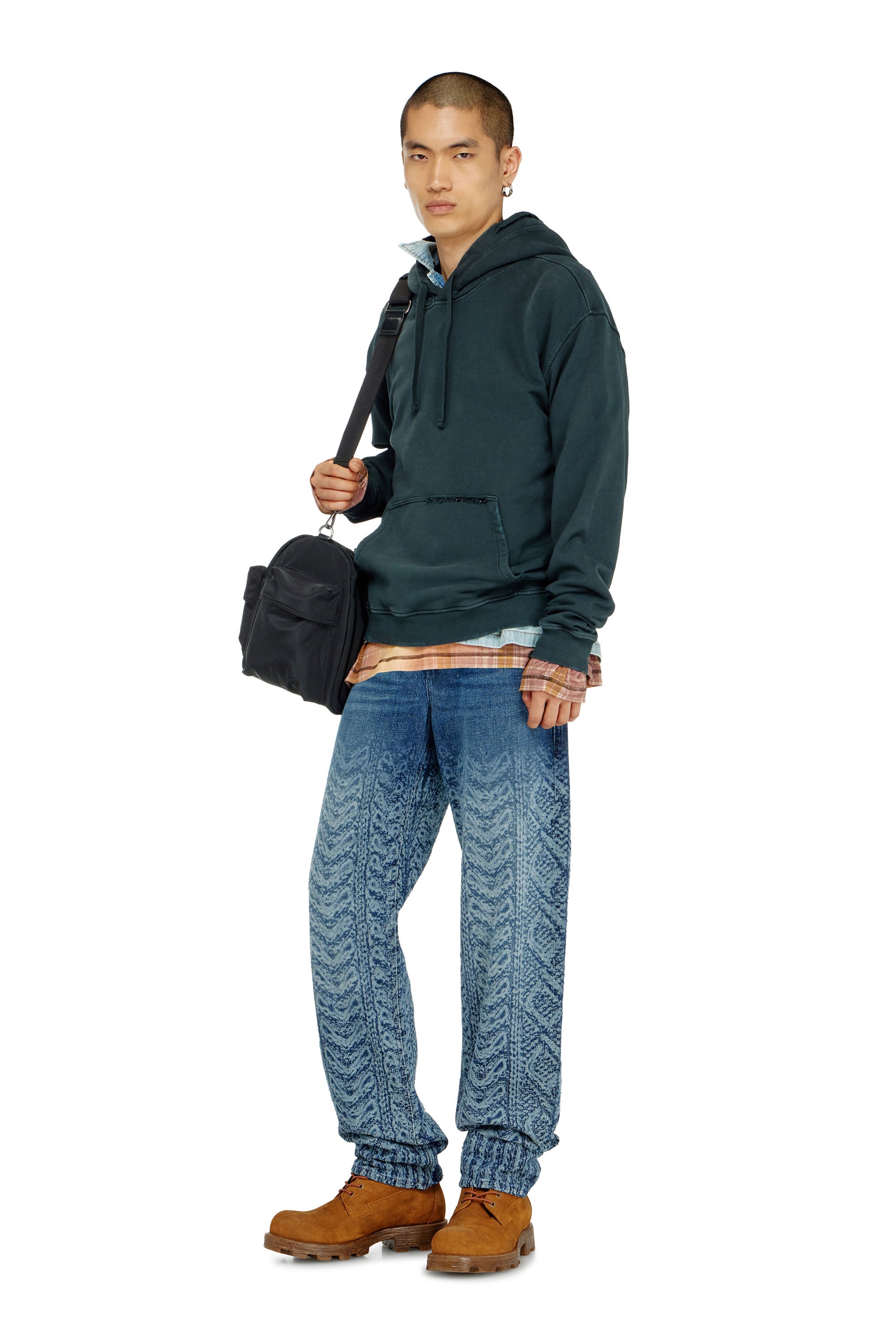 Diesel - S-NORM-HOOD-CRYSTALS, Male's プルオーバーパーカー in ダークグリーン - 2
