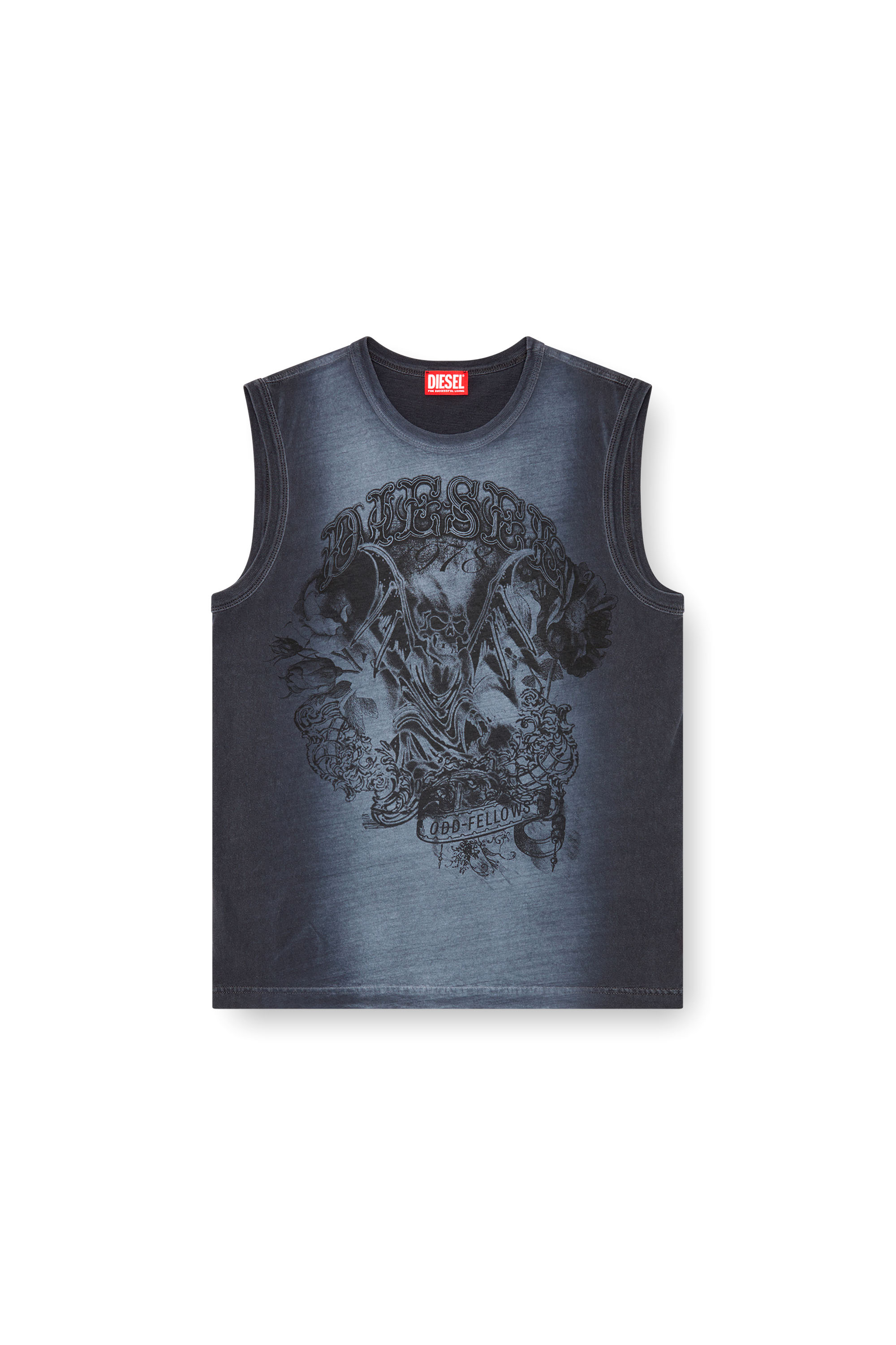 Diesel - T-BISCO-Q1, Male's Faded tank top with graphic print in ダークブルー - 3