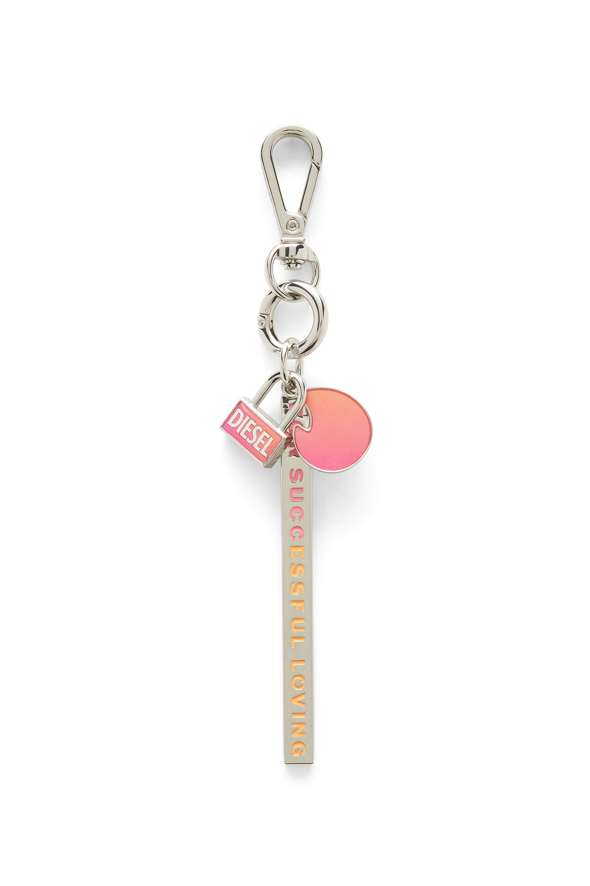Diesel - TINDER CHARM, Unisex's Degrad&eacute; metal keyring in シルバー/ピンク / ホワイト - 1