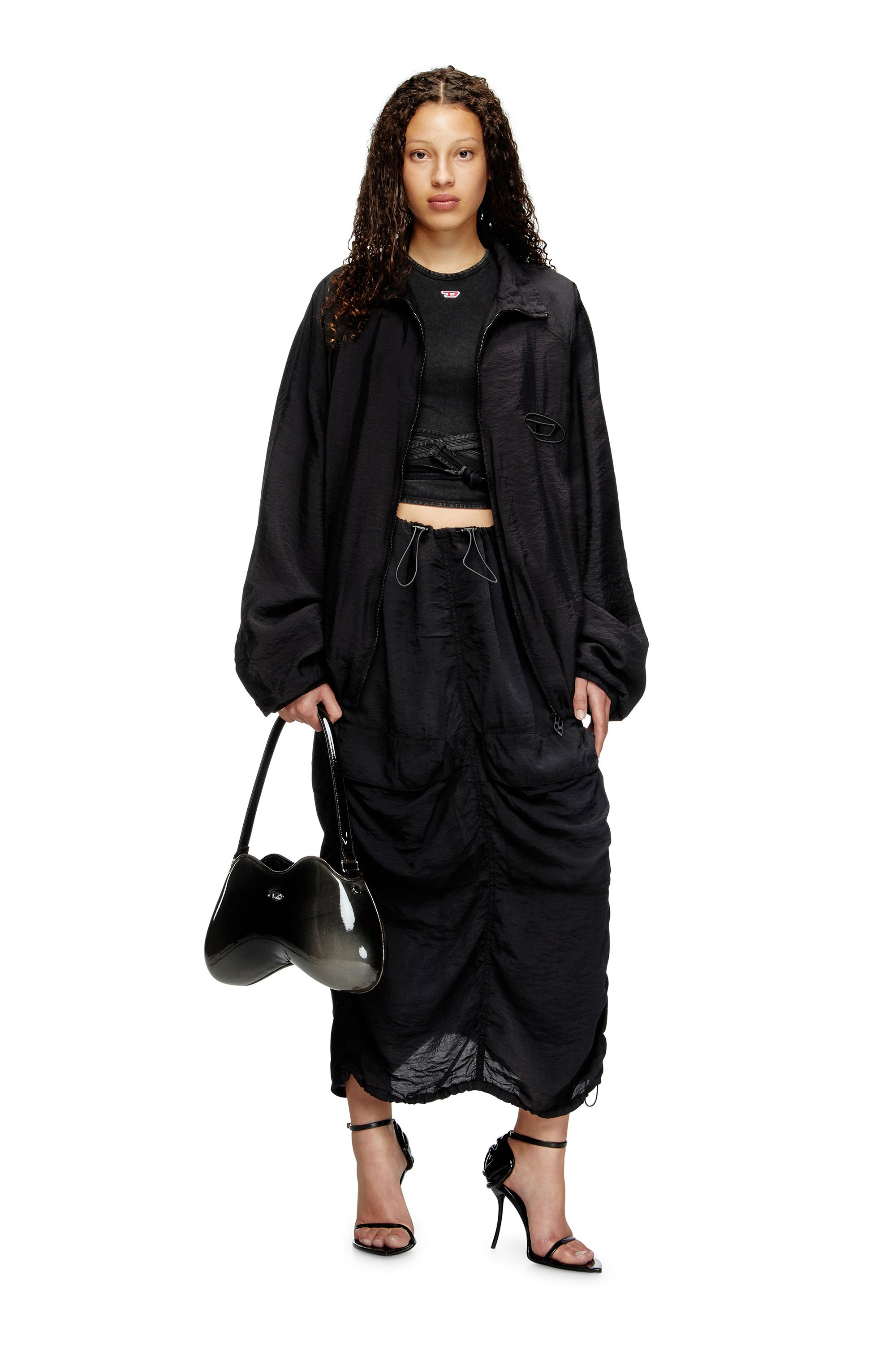 Diesel - O-RACLE, Female's Cargo midi skirt in treated viscose-nylon in ブラック - 2