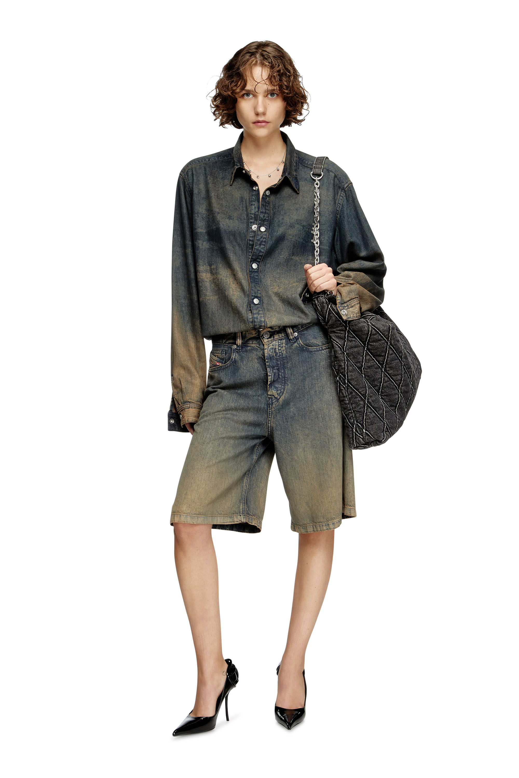 Diesel - DE-SIRE-SHORT-S, Female's Shorts in fluid shaded denim in ダークブルー - 2