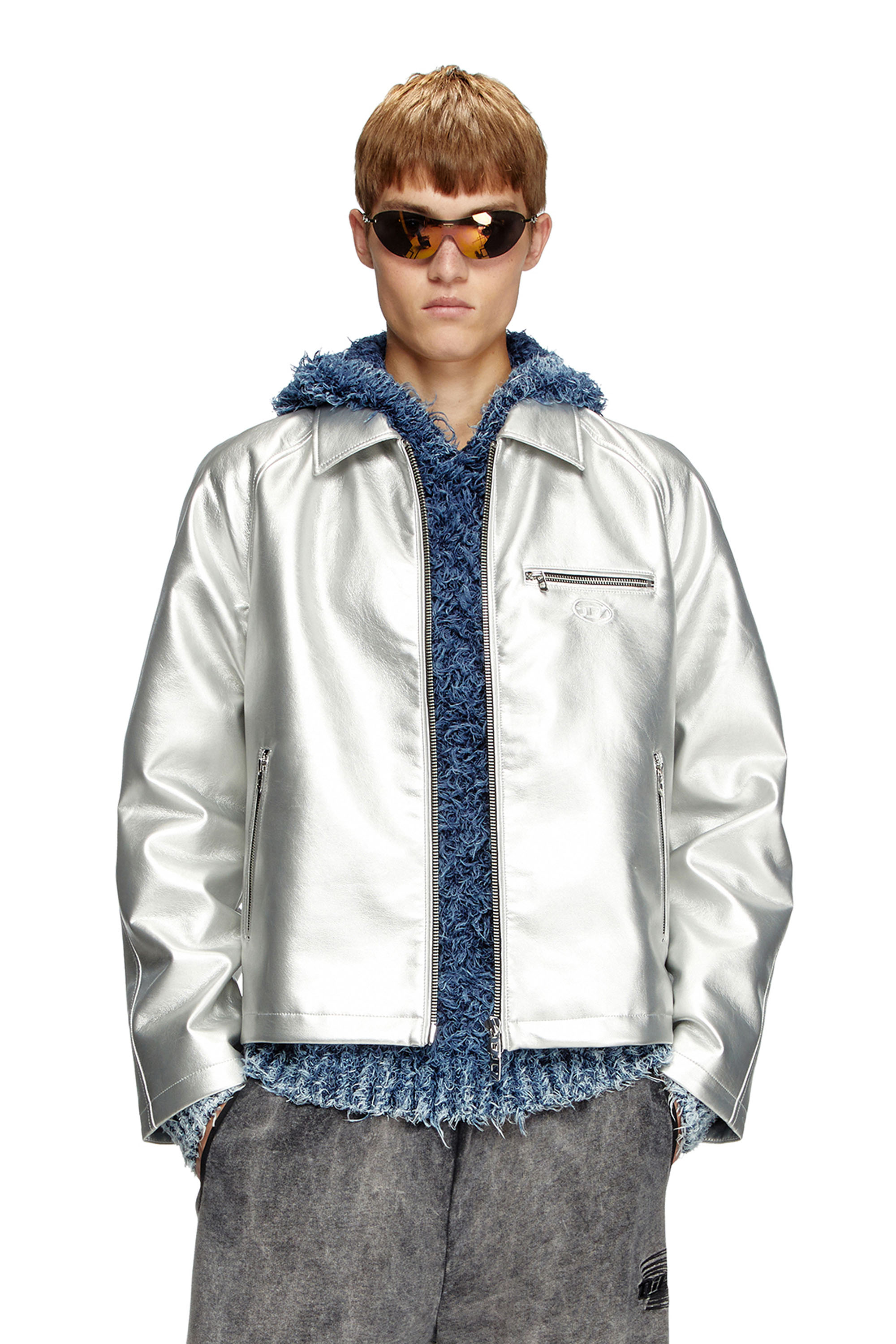 Diesel - J-THOME, Unisex's Metallic coach jacket in シルバー - 1