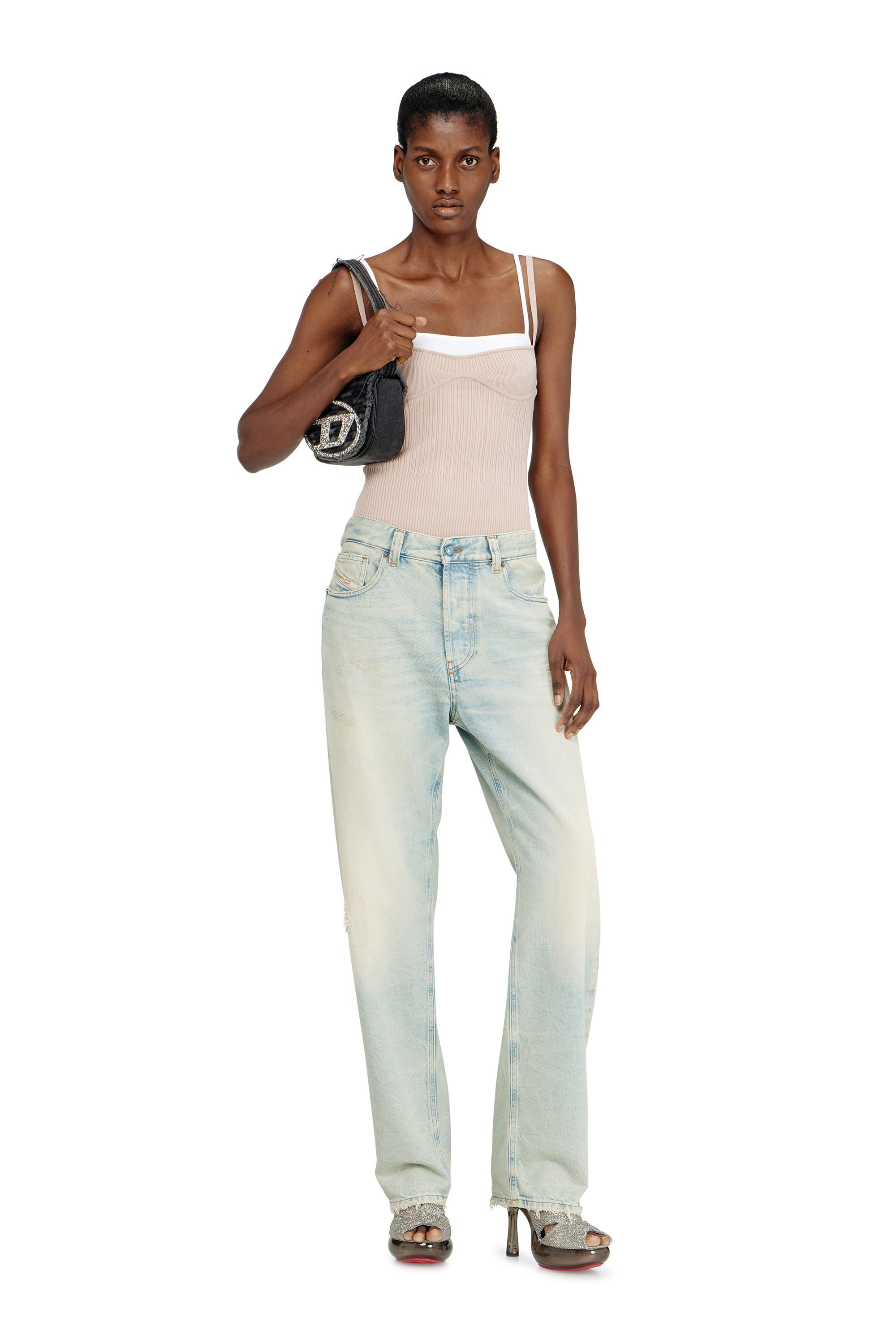 Diesel - 1DR, Female's 1DR-Iconic shoulder bag in canvas and leather in ブラック - 2