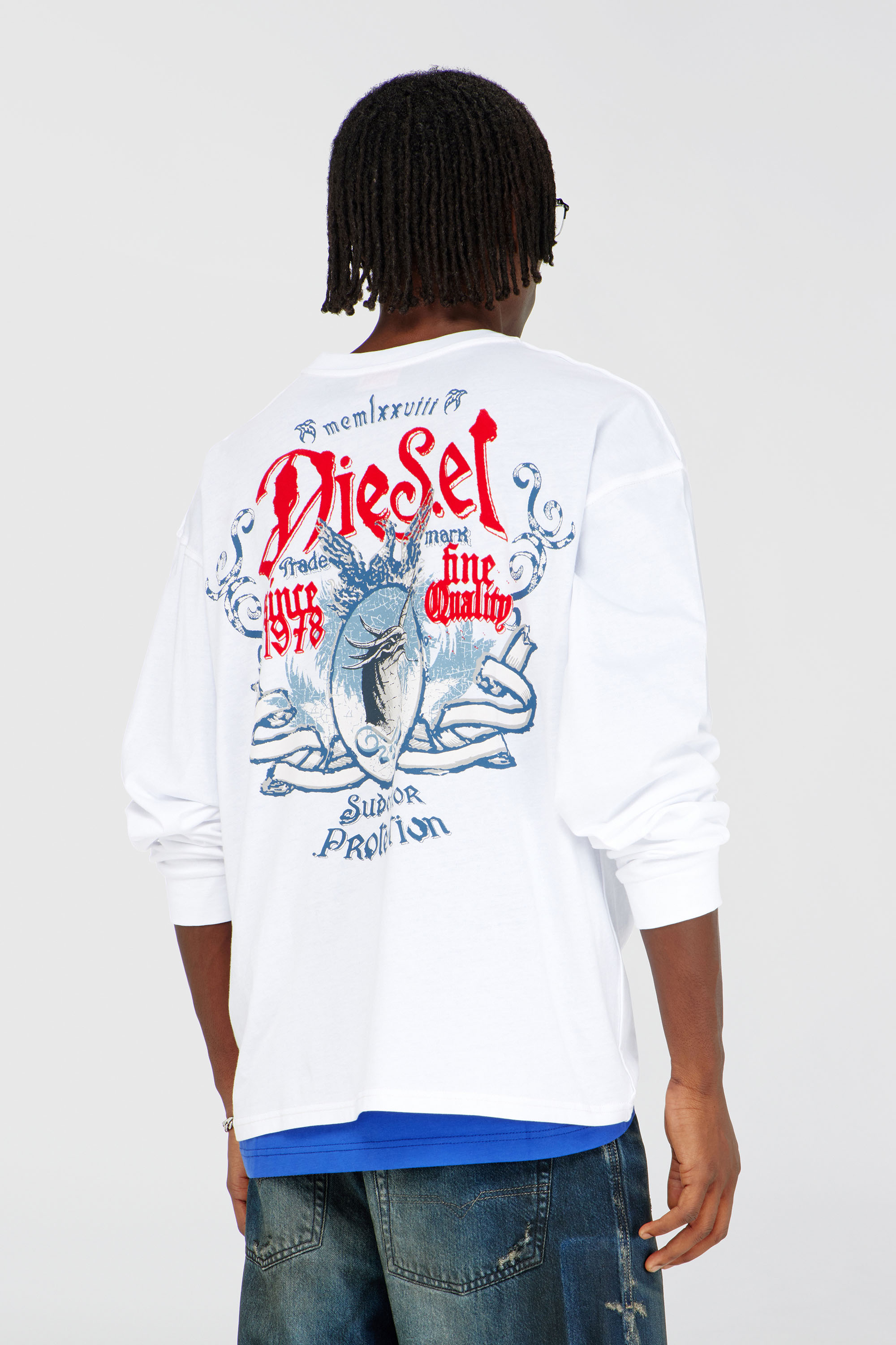 Diesel - T-BOXT-LS-AA6, Male's 長袖Tシャツ in ホワイト - 4