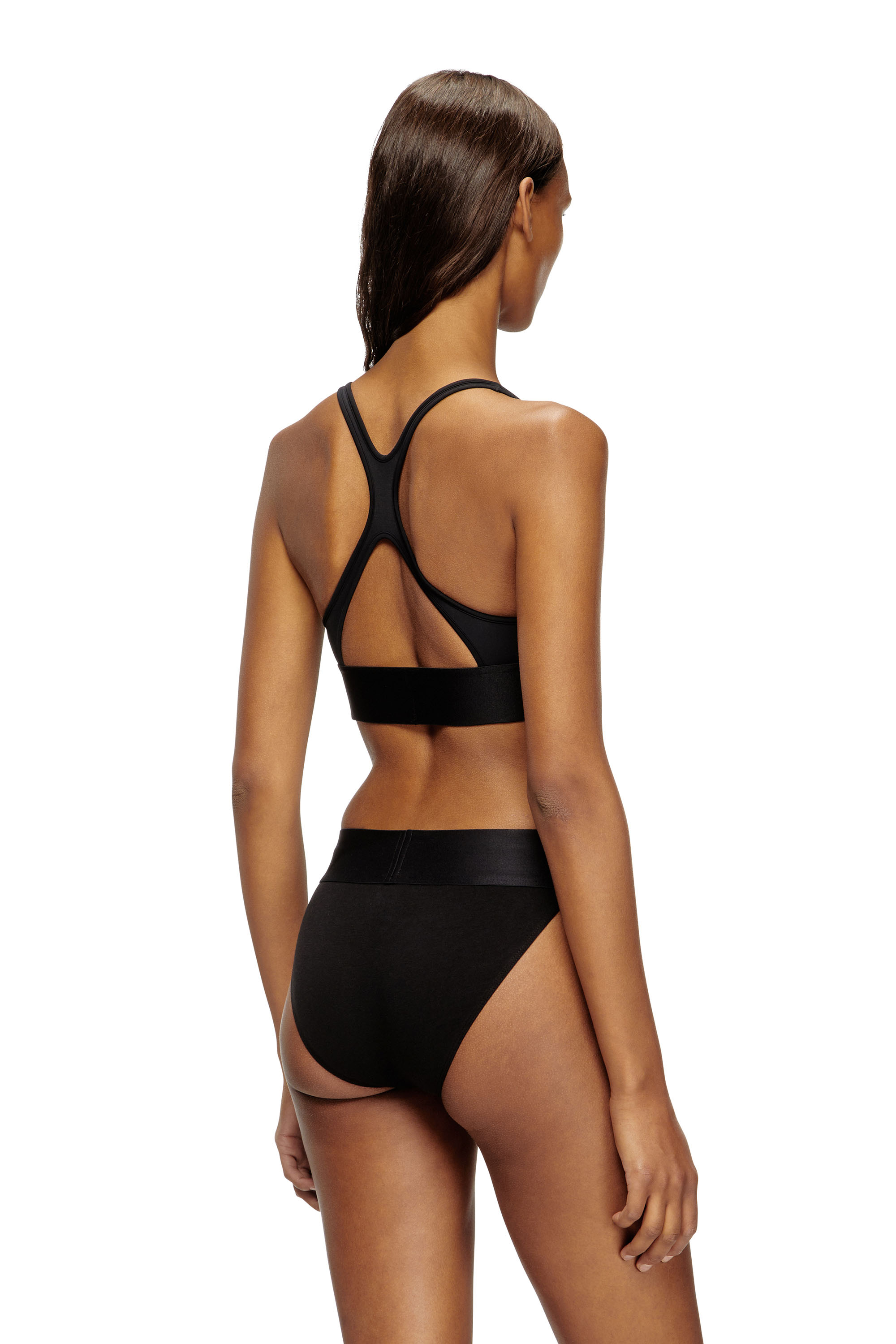 Diesel - ALLISON-D-POP, Female's Microfibre sports bra with cut-off logo in ブラック - 3