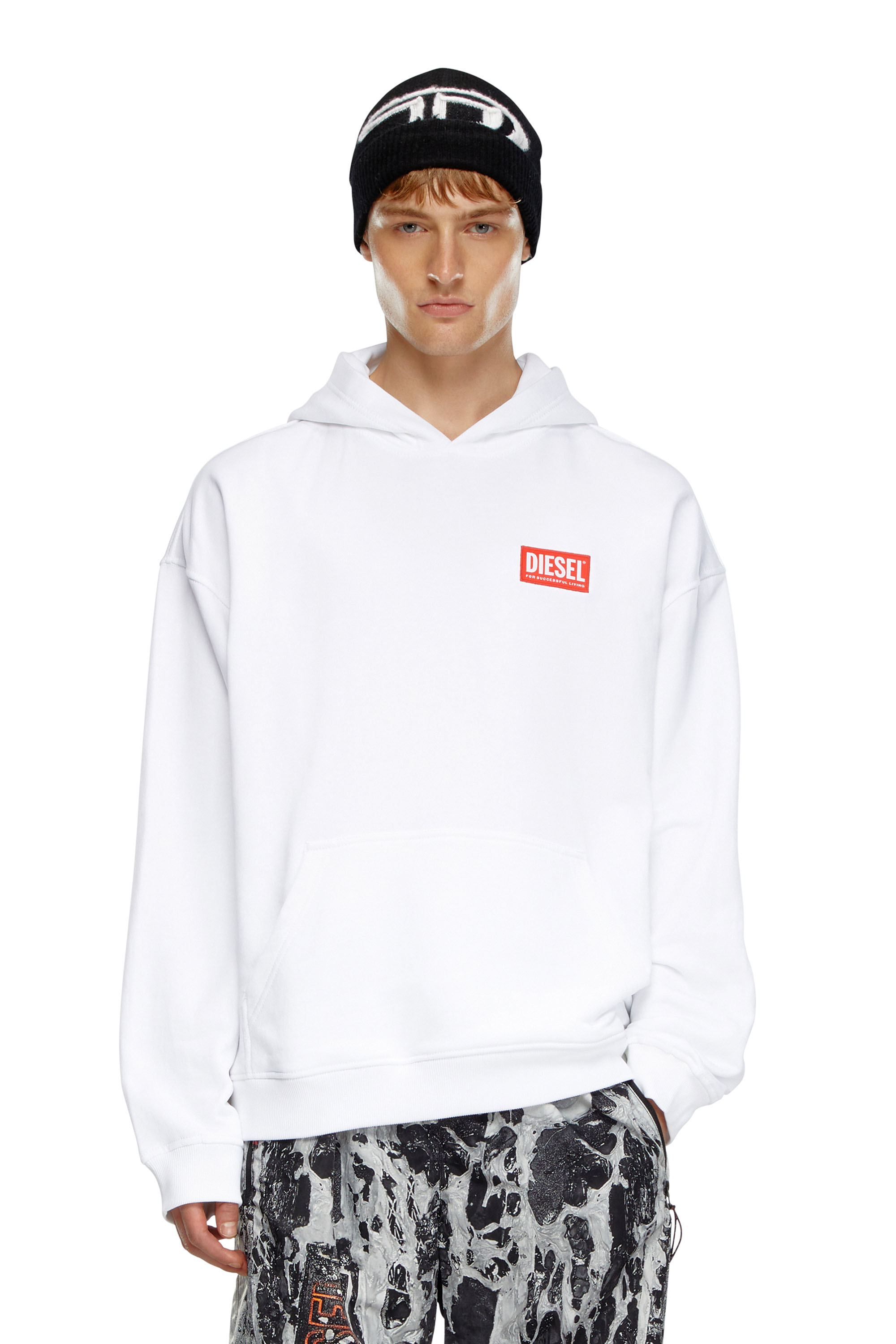 Diesel - S-BOXT-HOOD-LAB, Male's Hoodie with Diesel label in ホワイト - 3