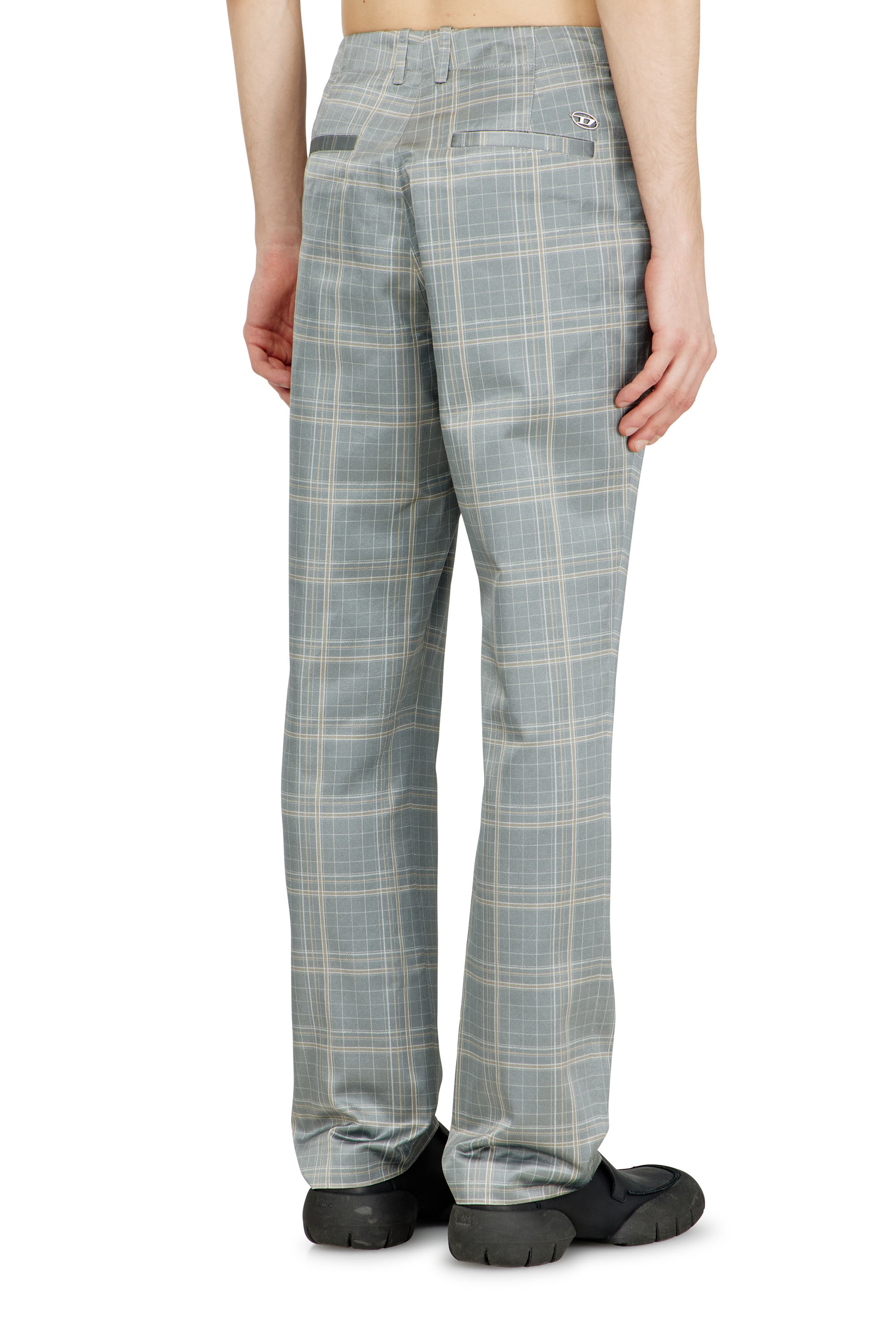 Diesel - P-NED, Male's Checked pants with biker strap detail in グレー - 3