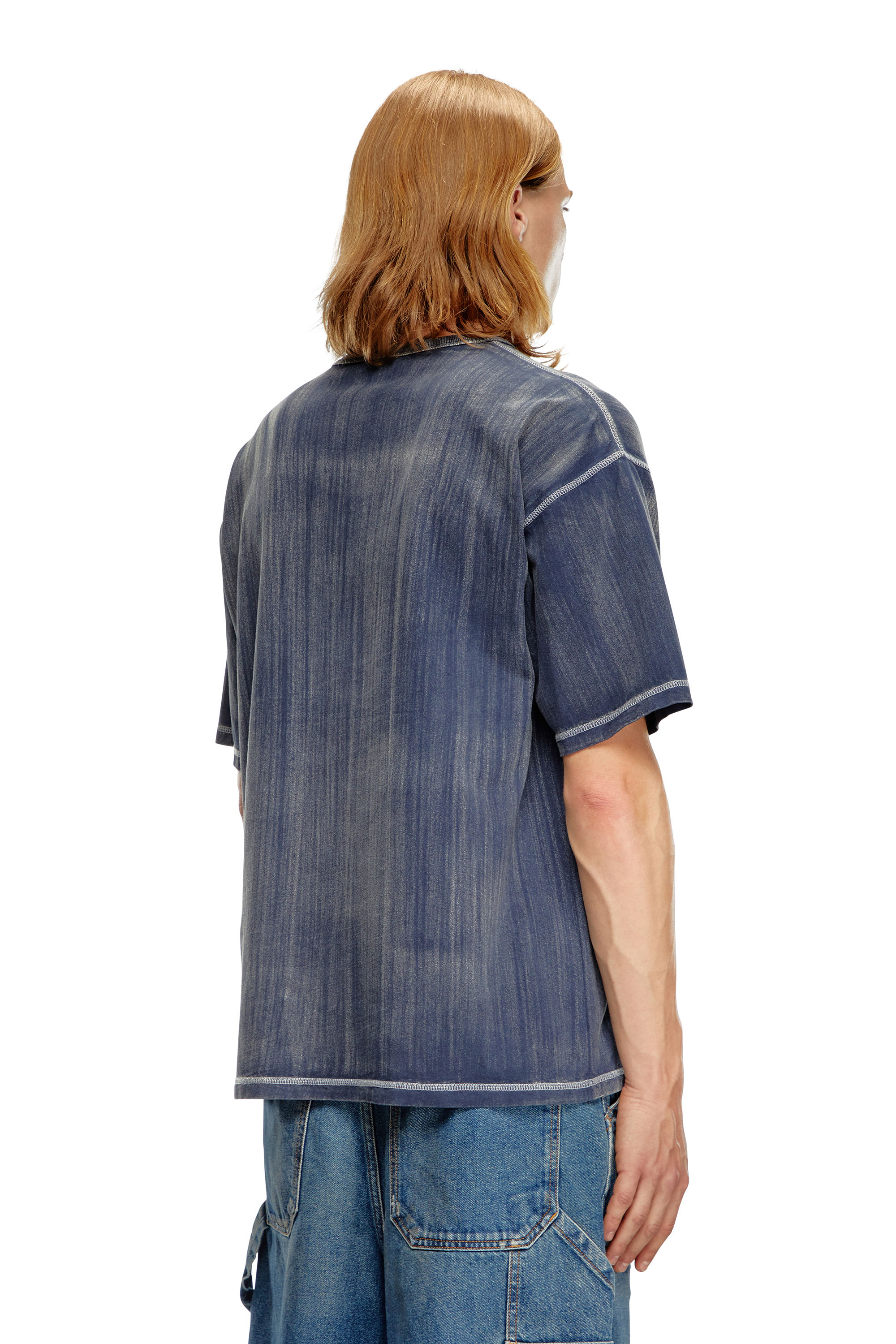 Diesel - T-BOXT-Q2, Male's Treated T-shirt with flocked logo in ブルー - 4