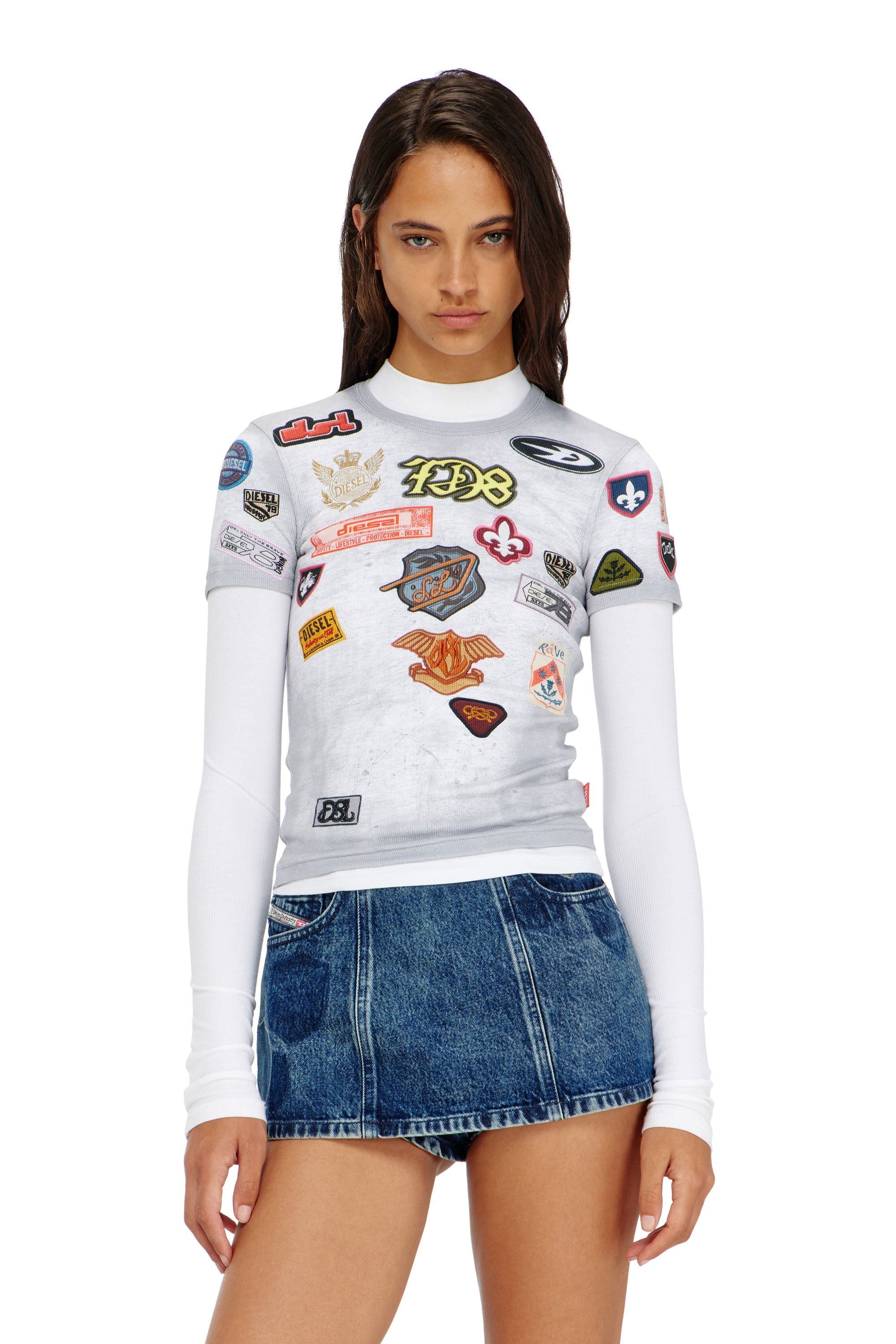 Diesel - T-ELE-LONG-AA2, Female's 半袖トップ in ホワイト - 1