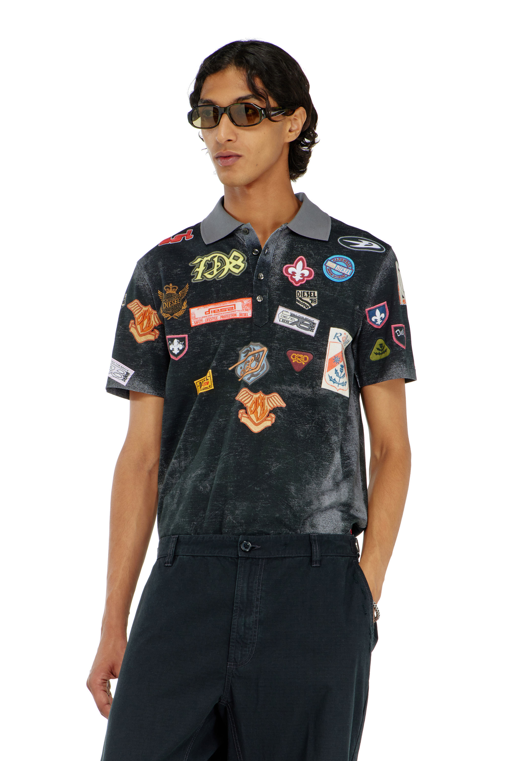 Diesel - T-REJUST-PATCHES, Male's ポロシャツ in ブラック - 3