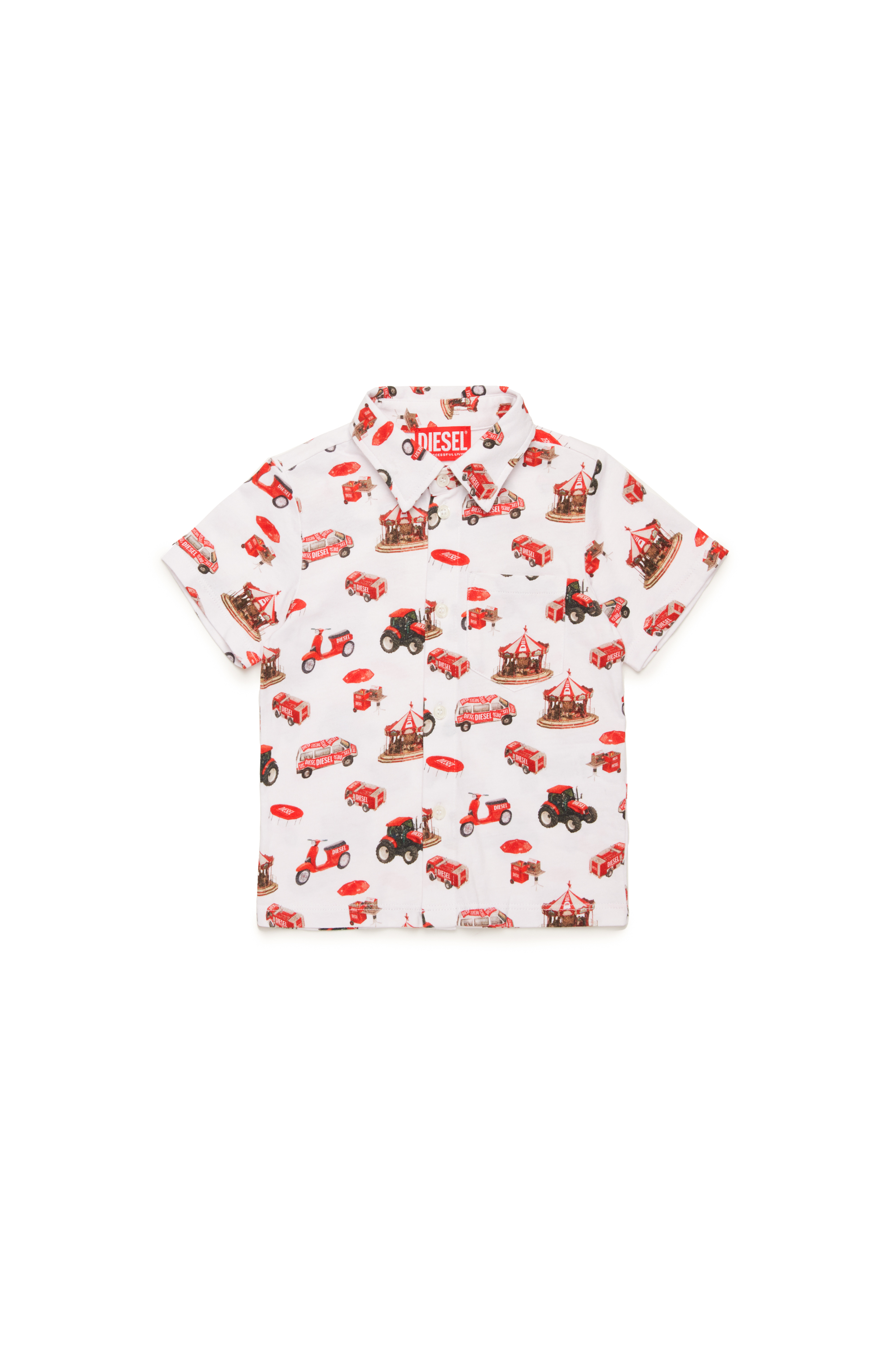 Diesel - MCALLEB, Male's Cotton shirt with vehicle print in マルチカラー/ホワイト - 1