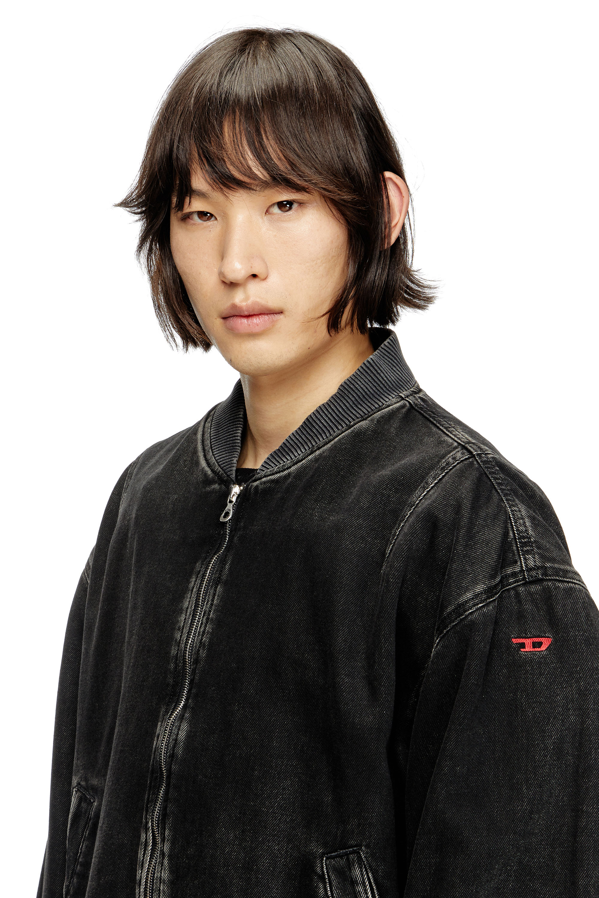 Diesel - D-VINZ, Male's Bomber jacket in clean-wash denim in ブラック - 5