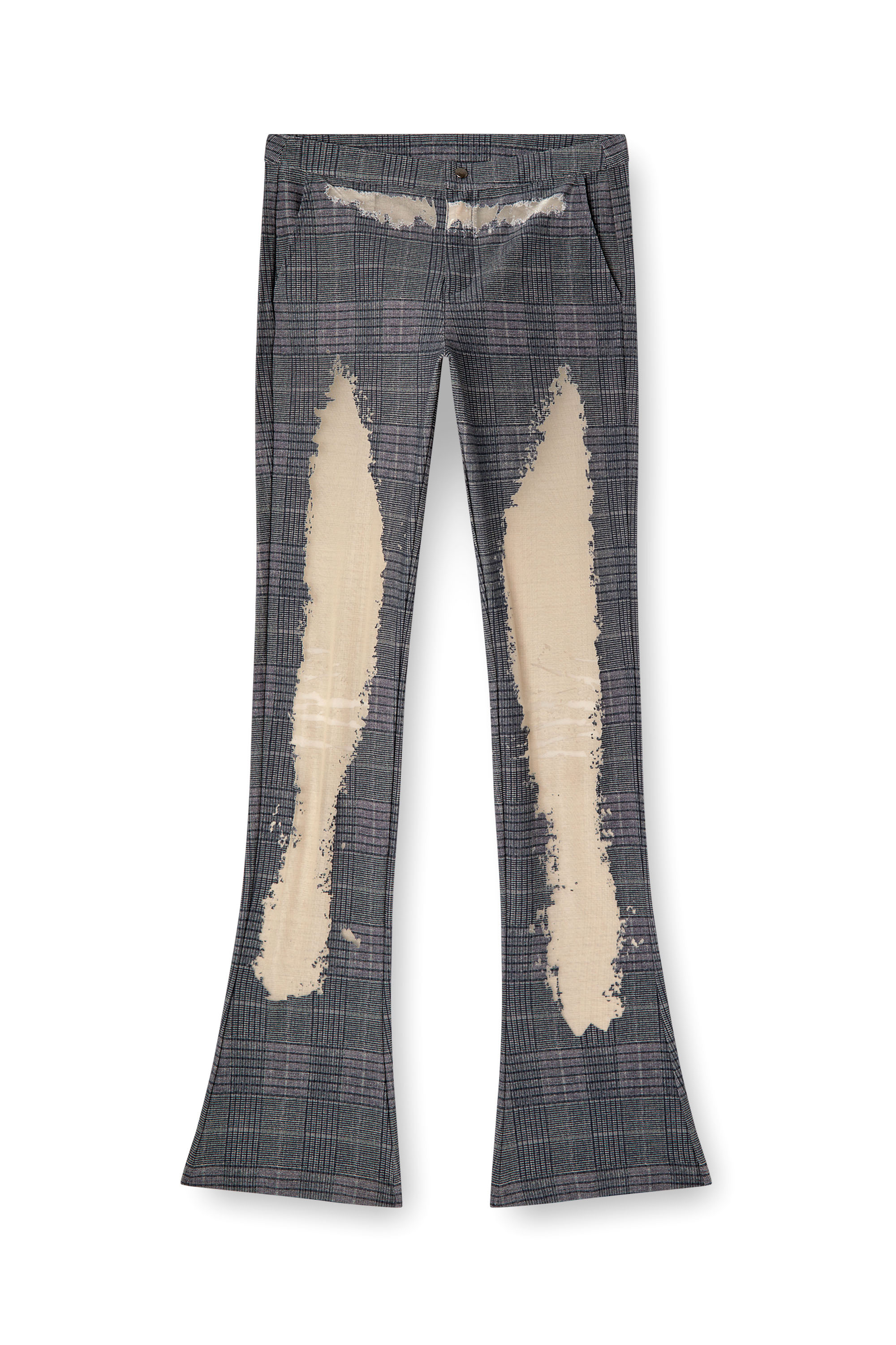 Diesel - P-MINERAL-P2, Female's Checked pants with devoré sweat stains in グレー - 3
