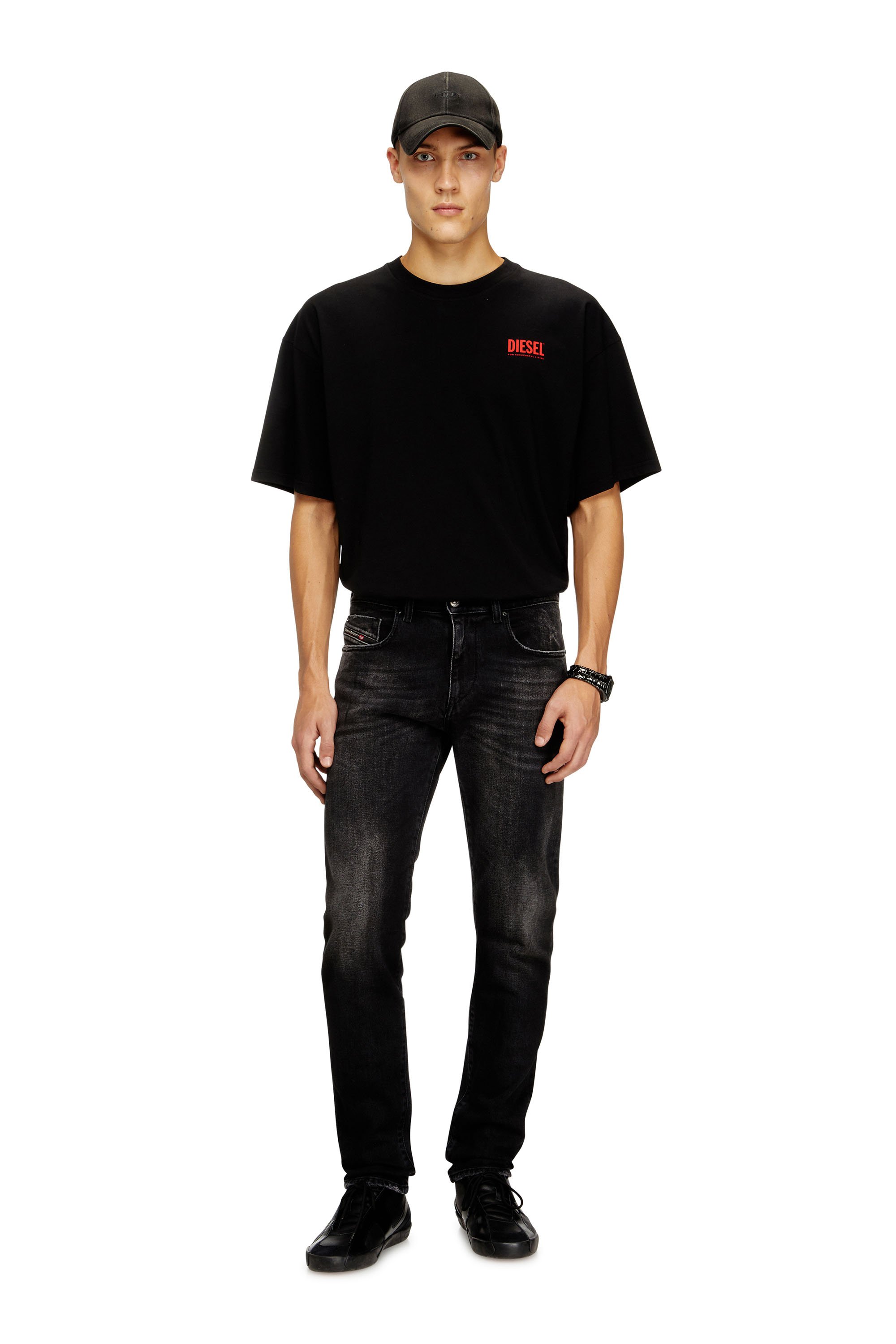 Diesel - Male's Slim Jeans 2019 D-Strukt 09N42, ブラック/ダークグレー - 1