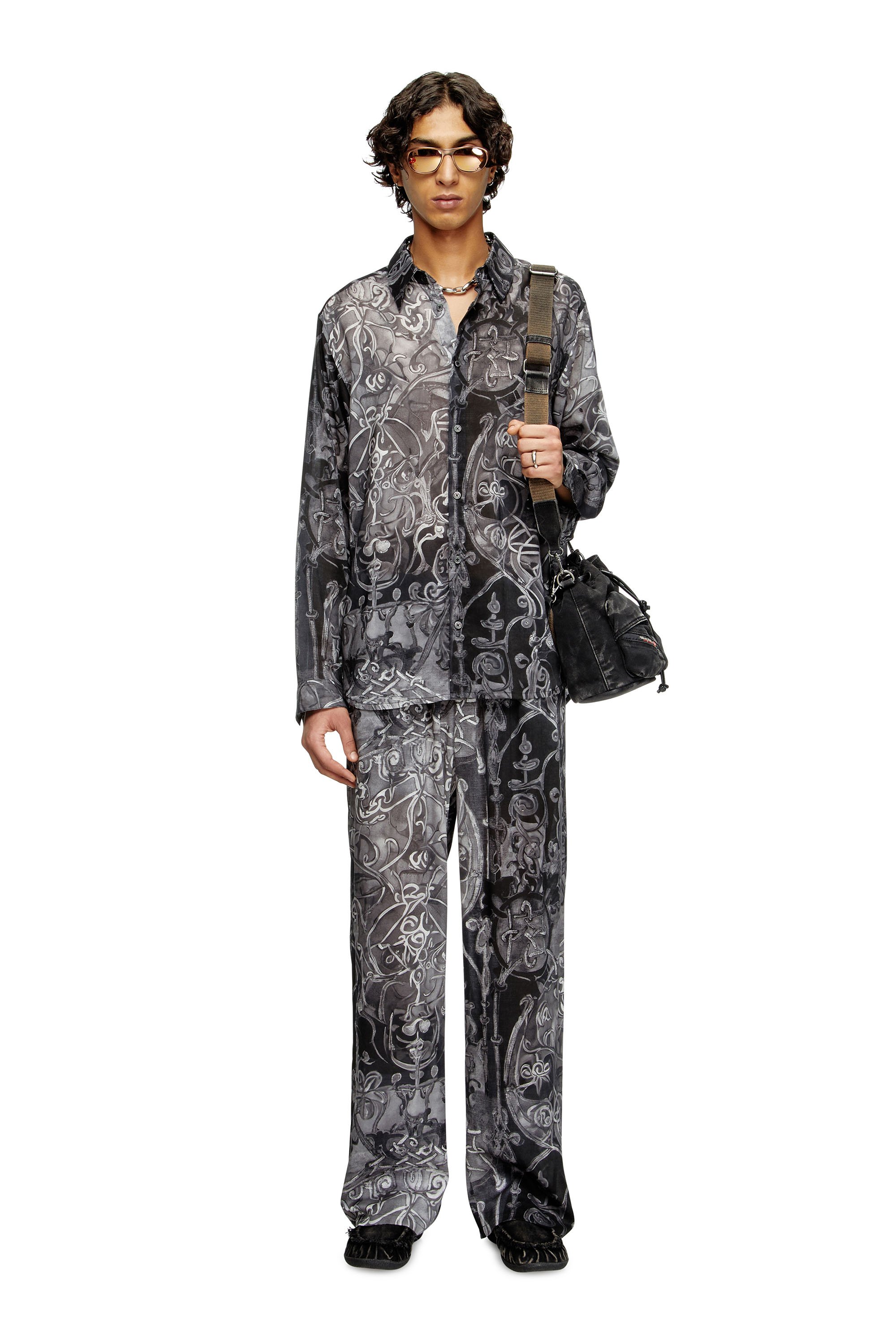 Diesel - P-THECK-A-AJFW, Unisex's Track pants with medieval print in ブラック - 2