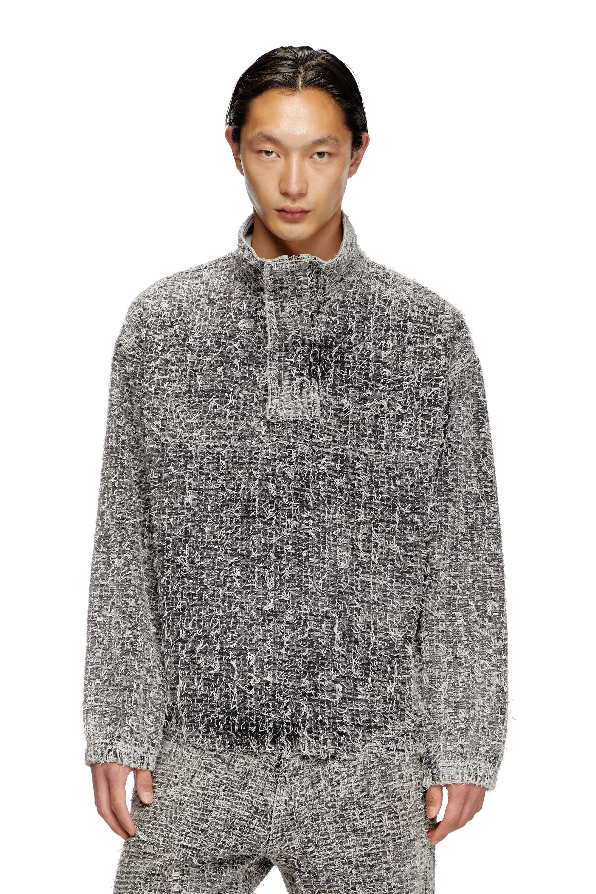 Diesel - D-FLOW-S2, Unisex's Pullover jacket in bouclé denim in グレー - 1