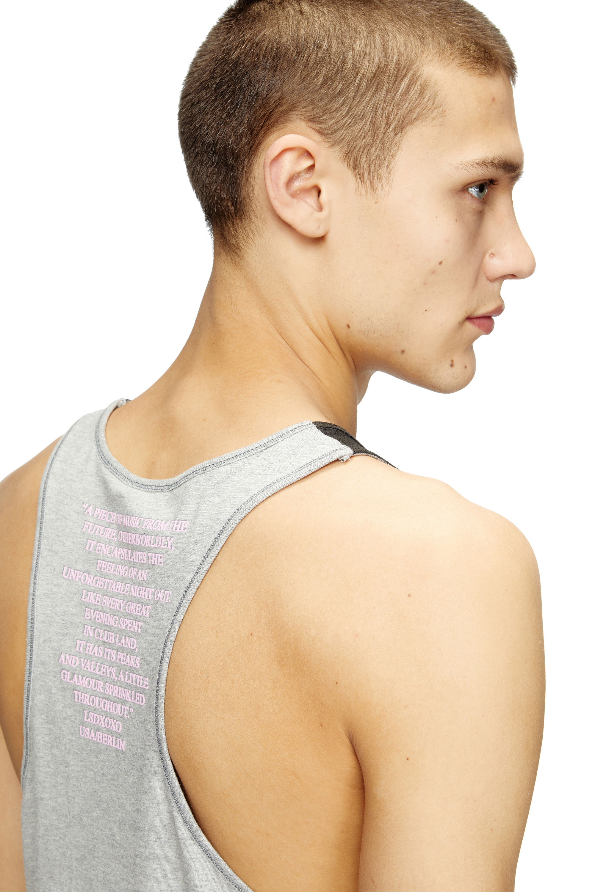 Diesel - T-SHAN, Unisex's Tank top with lyrics print in グレー - 5
