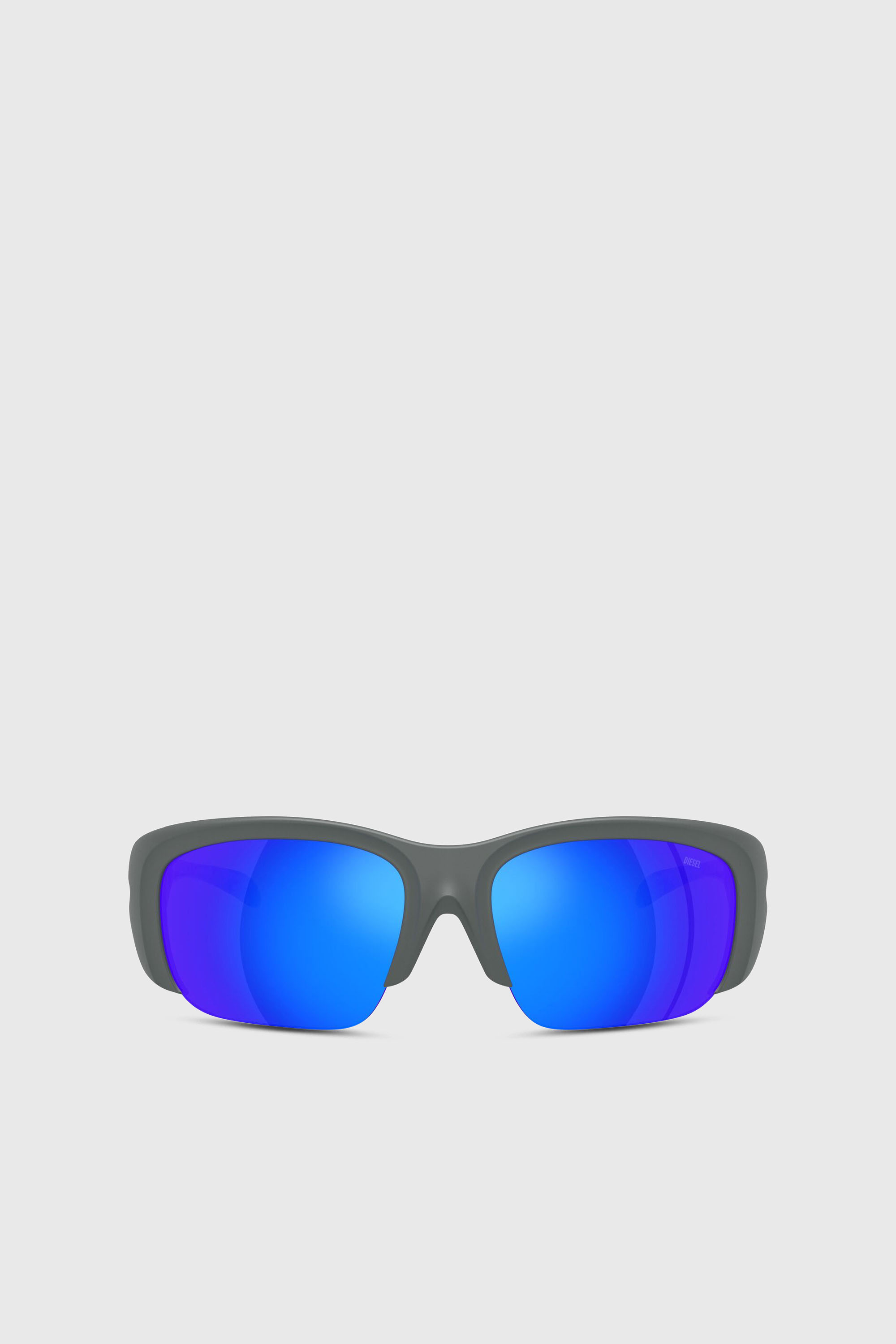 Diesel - 0DL3016U, Unisex's Wrap-around shape sunglasses in ブラック/ブルー - 1