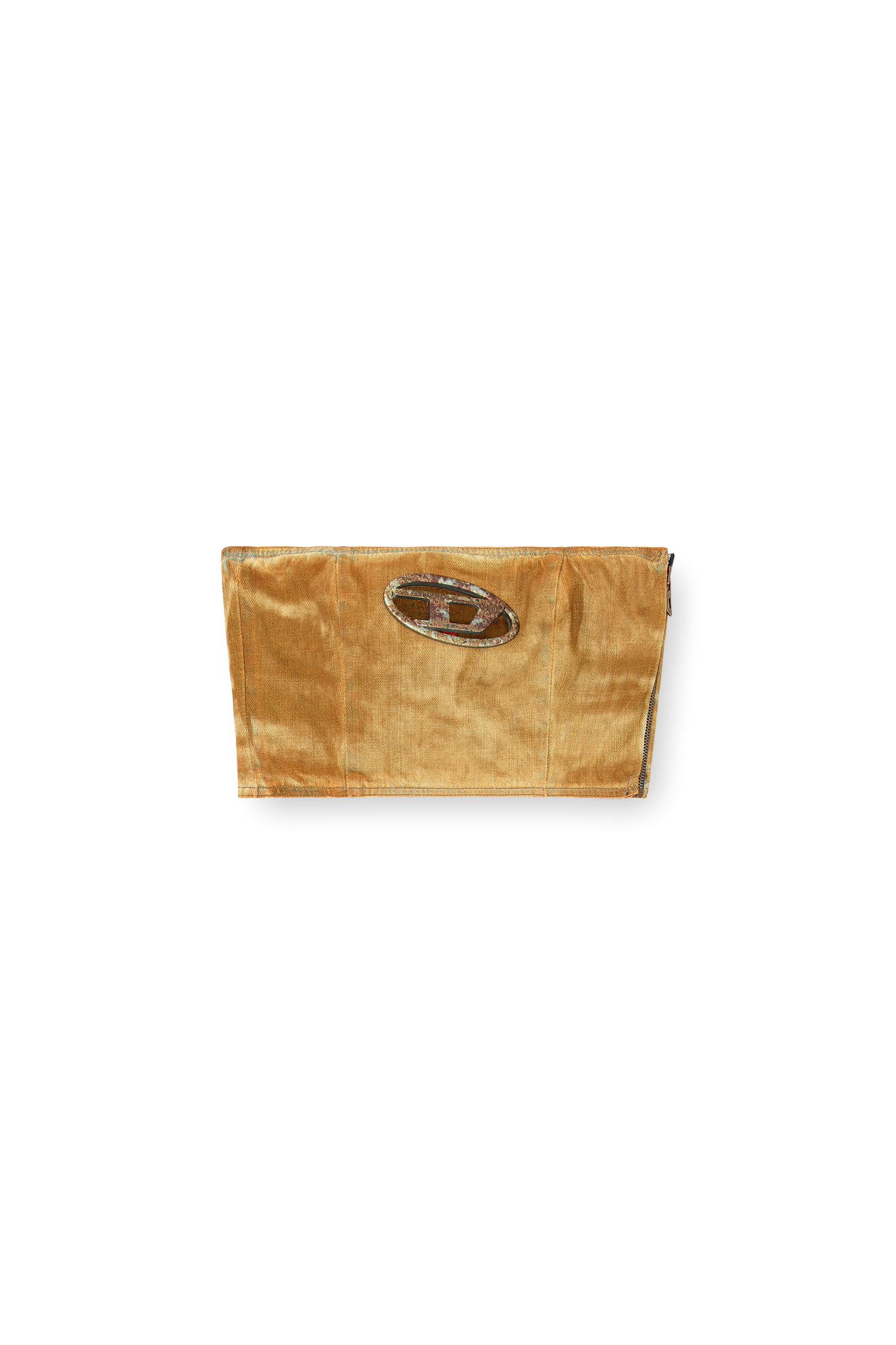 Diesel - DE-VILLESS-FSF, Female's Denim tube top with rust-effect logo in ライトブラウン - 3