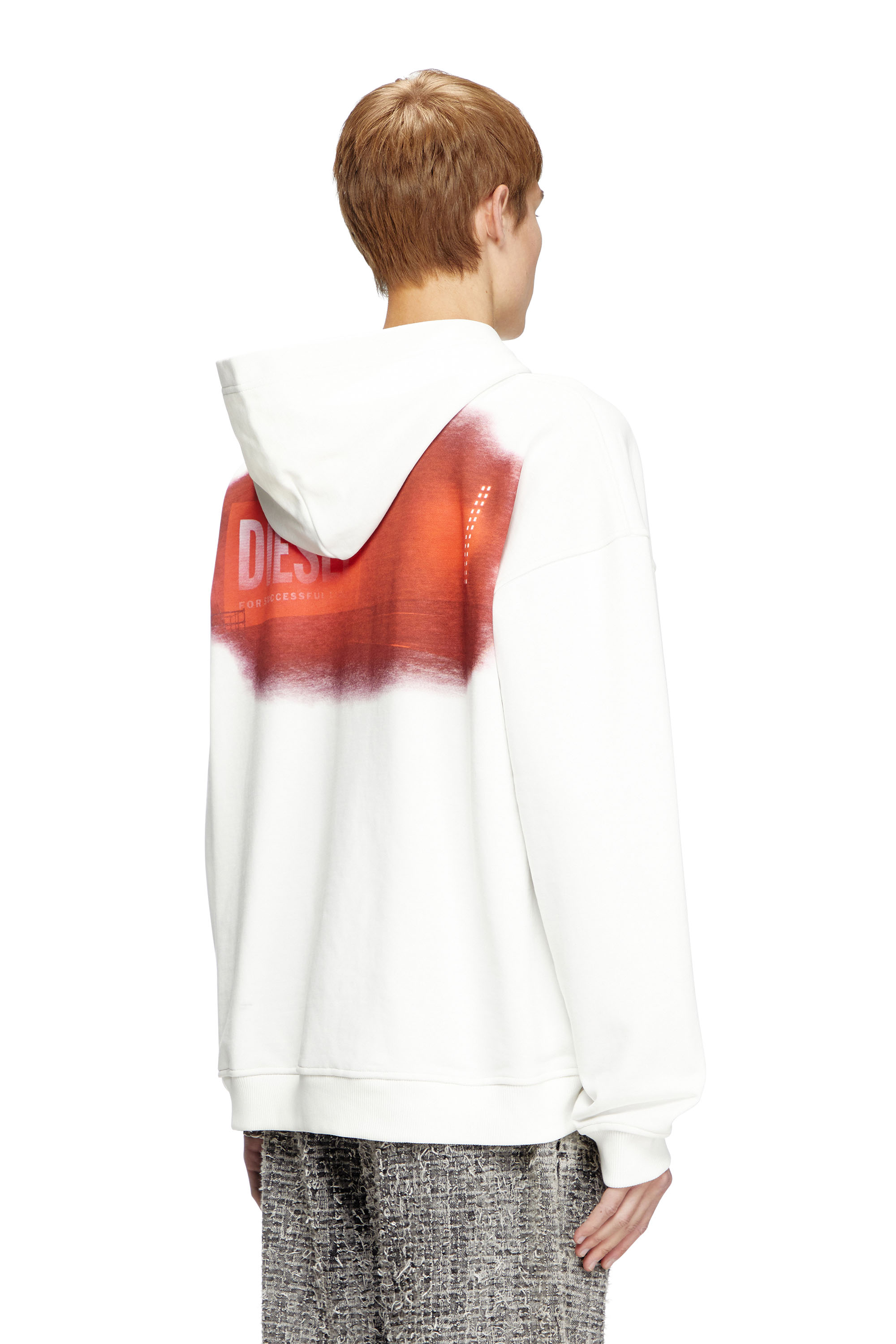 Diesel - S-BOXT-HOOD-R11, Male's Hoodie with runway set print in ホワイト - 4
