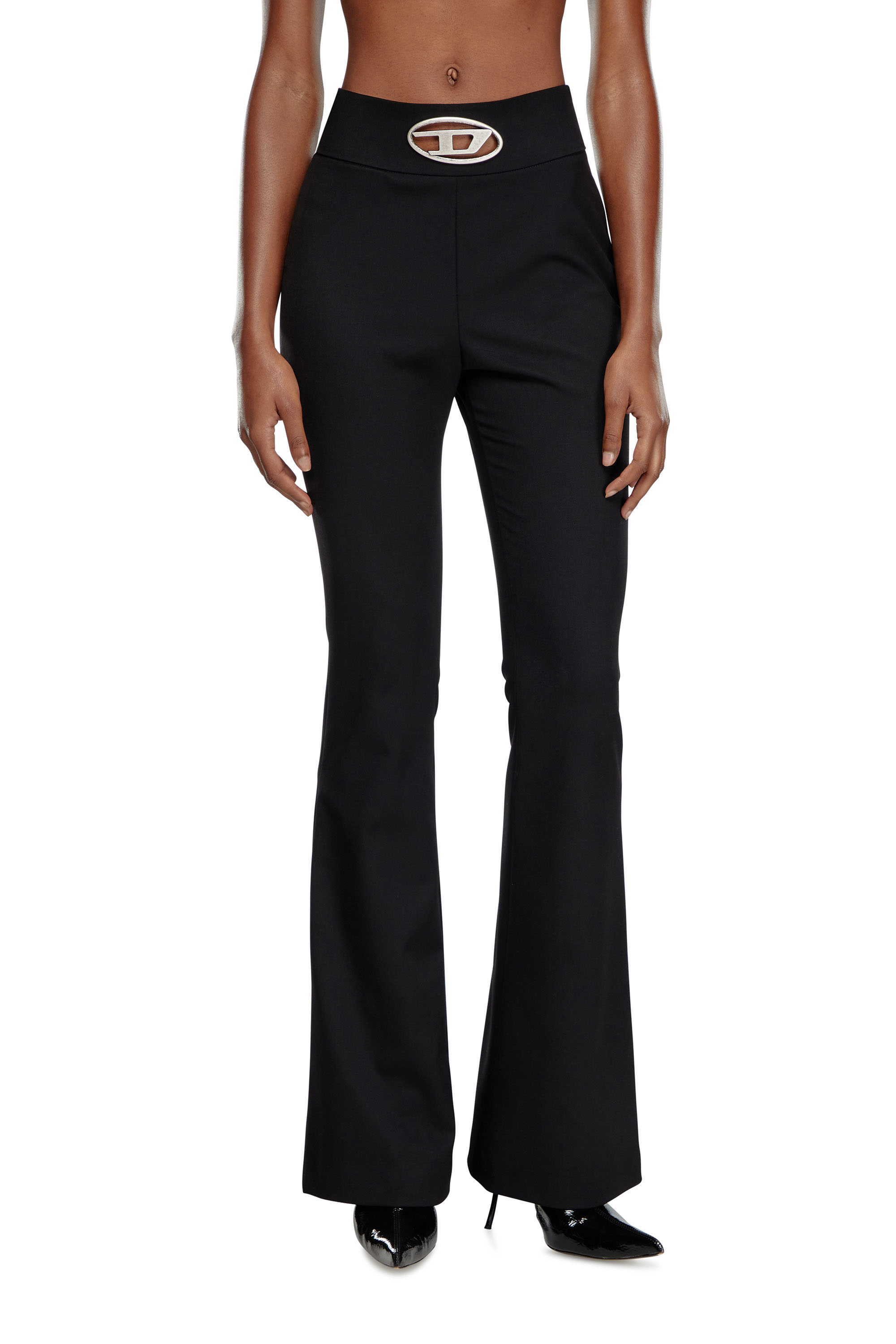 Diesel - P-ERSEUS, Female's Twill pants with metal Oval D plaque in ブラック - 1