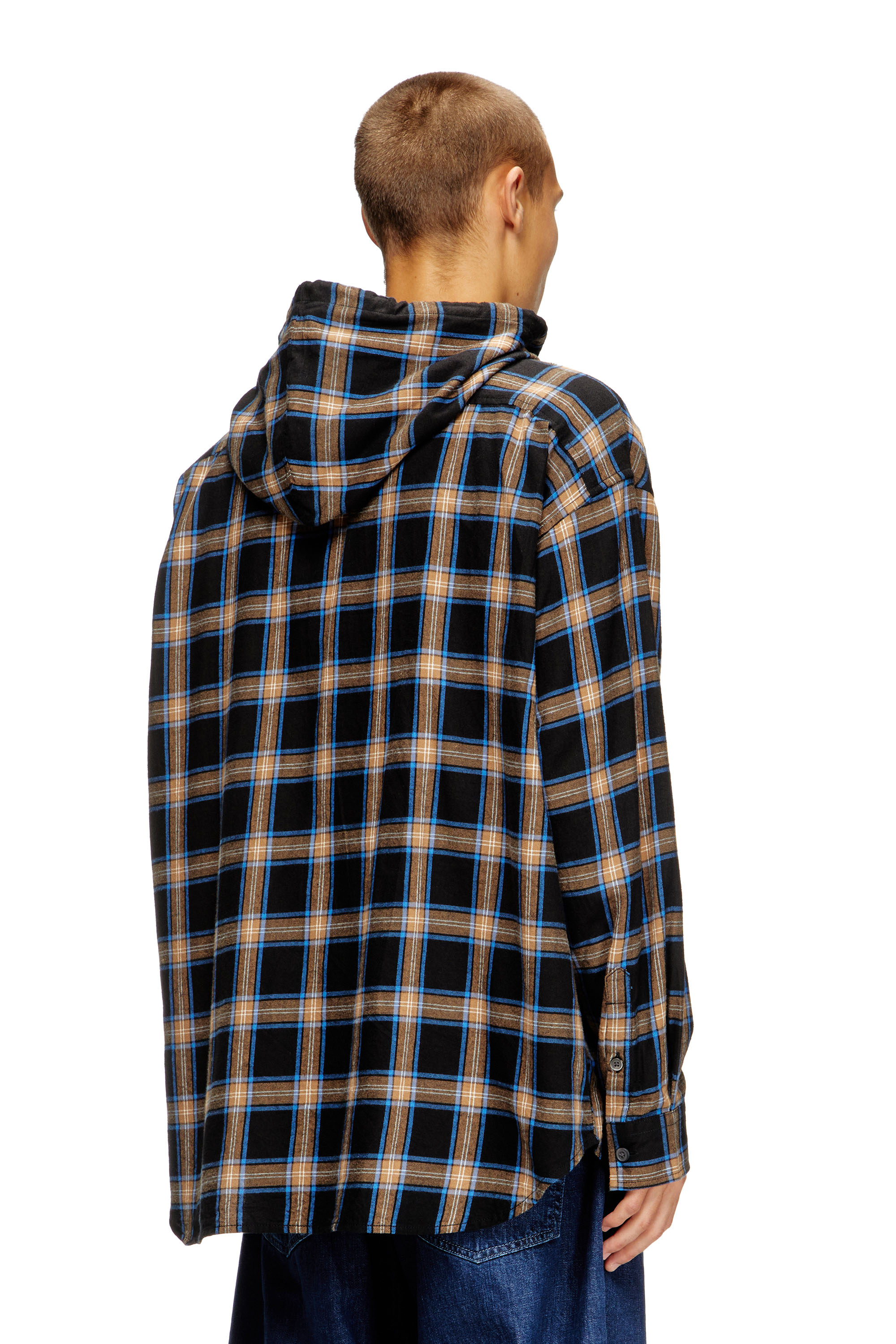 Diesel - S-DEWNY-HOOD-AJFI, Male's フード付きシャツ in ブラック/ブルー - 4