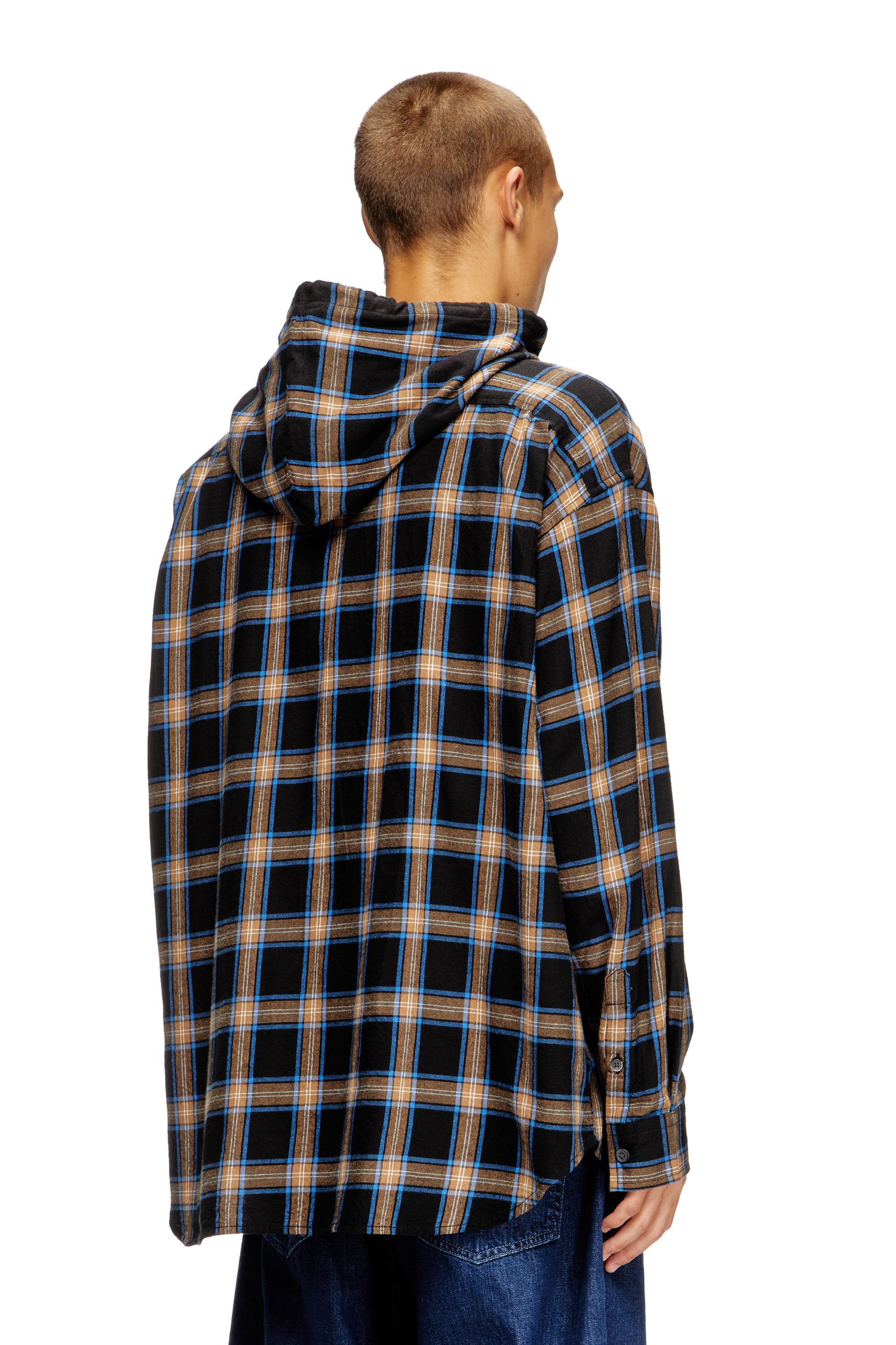 Diesel - S-DEWNY-HOOD-AJFI, Male's フード付きシャツ in ブラック/ブルー - 4