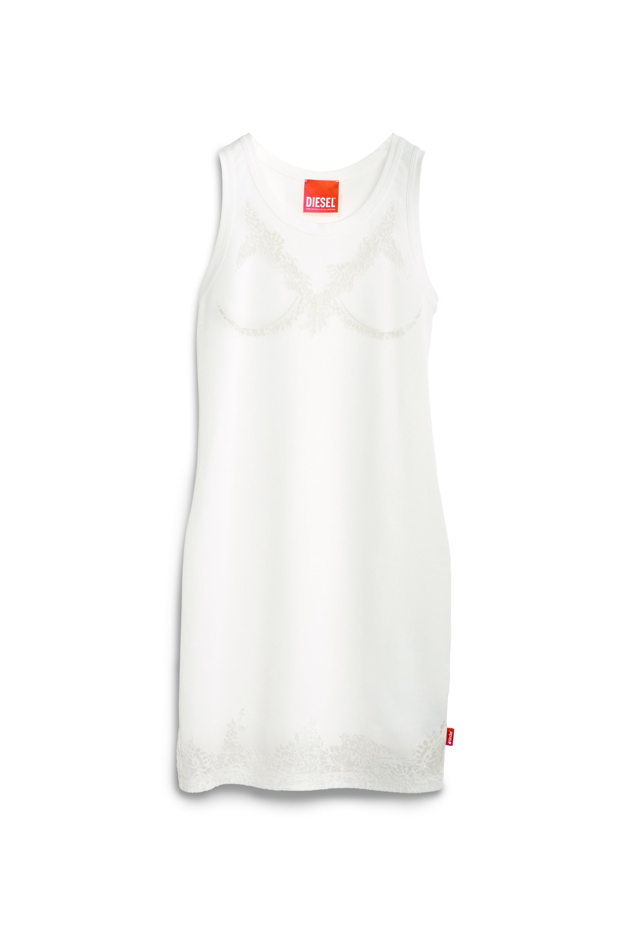 PR-D-ANKI-LACE-R Mini tank dress with devoré lace effect｜ホワイト