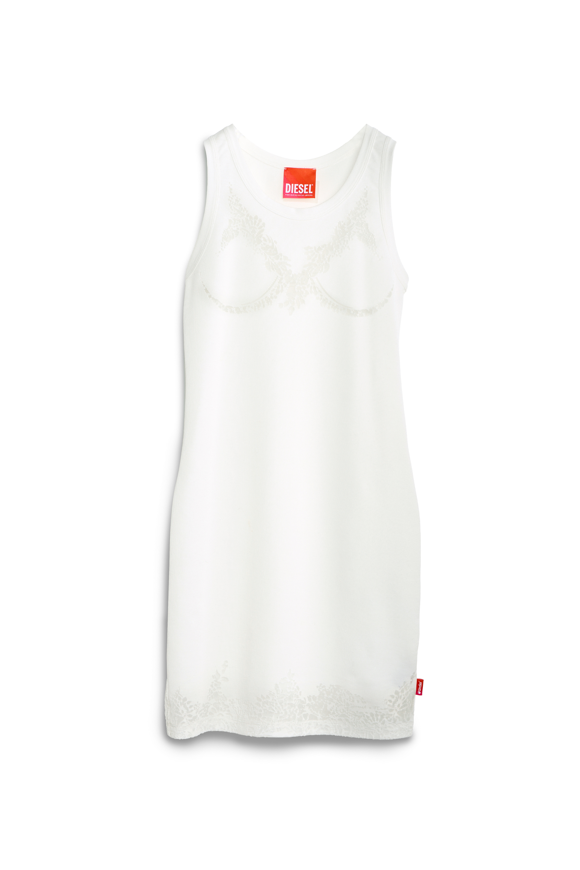 Diesel - PR-D-ANKI-LACE-R, Female's Mini tank dress with devor&eacute; lace effect in ホワイト - 2
