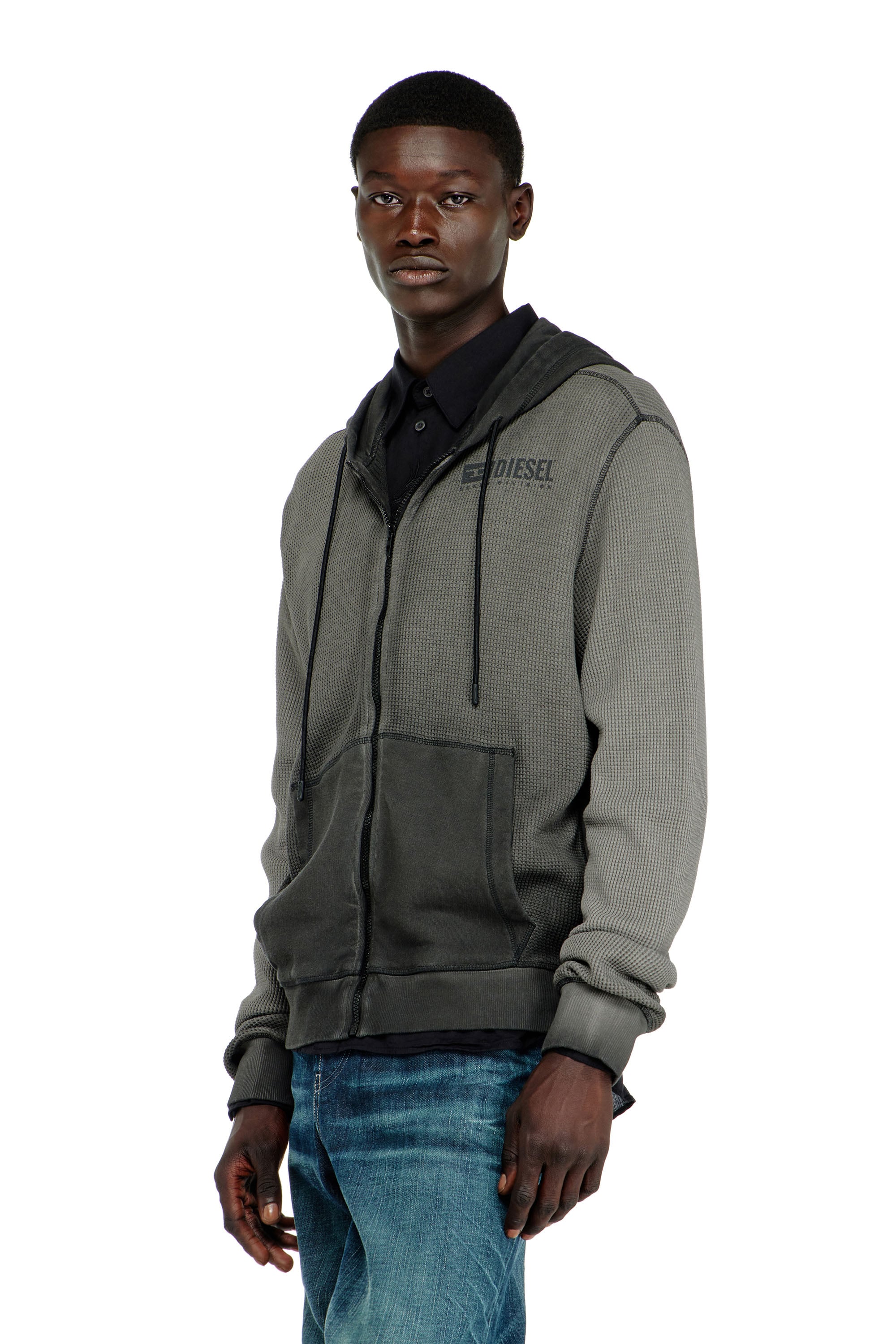 Diesel - S-WAFY-HOOD-ZIP, Male's ジップアップパーカー in グレー - 1