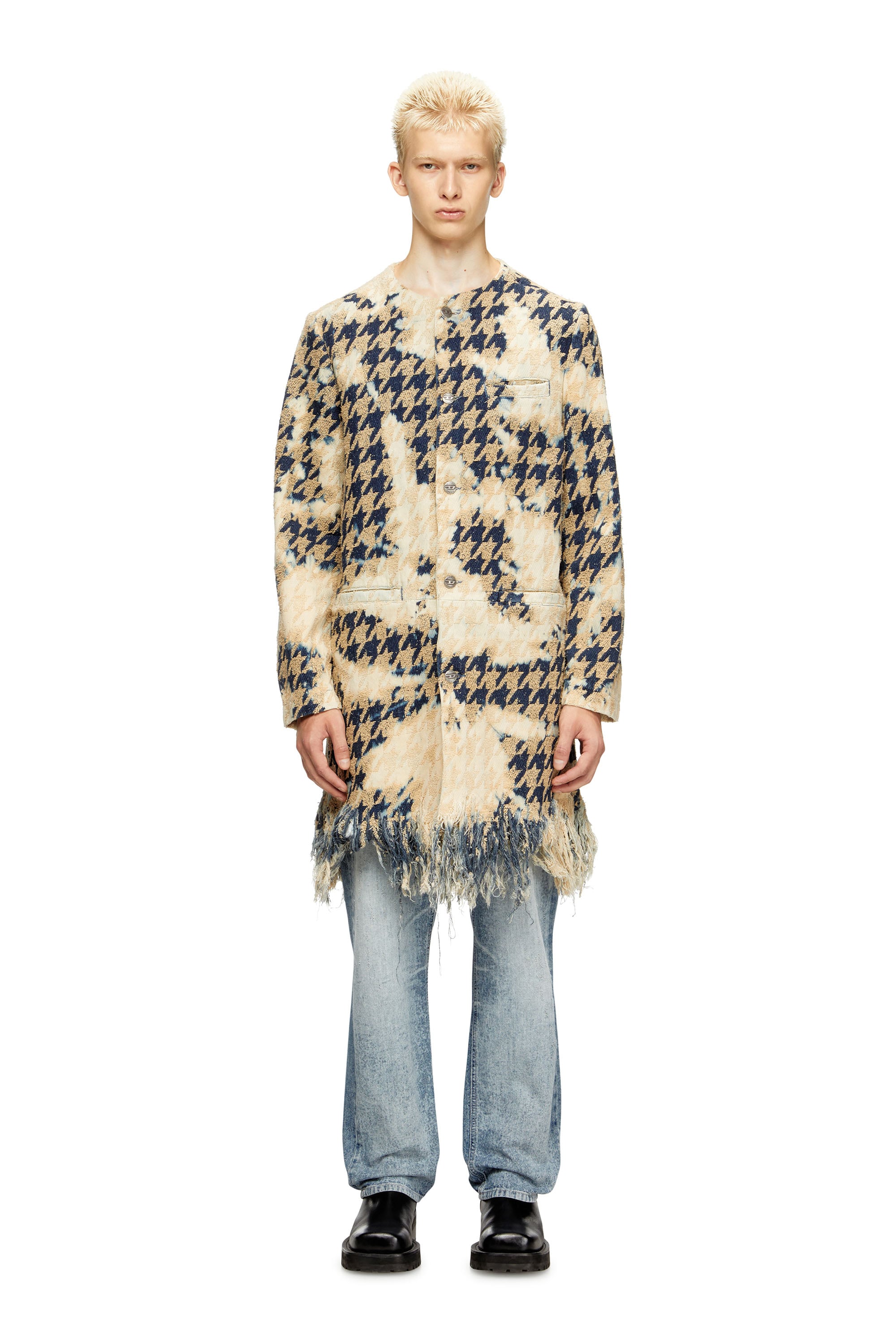 Diesel - D-LOT-FSH1, Unisex's Coat in houndstooth-weave denim in ベージュ/ブルー - 1