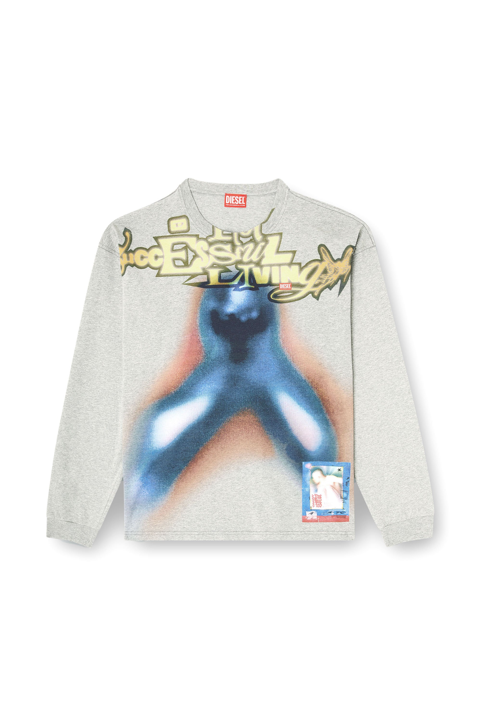 Diesel - T-BOXT-LS-V1, Male's 長袖Tシャツ in ブルー/グレー - 3